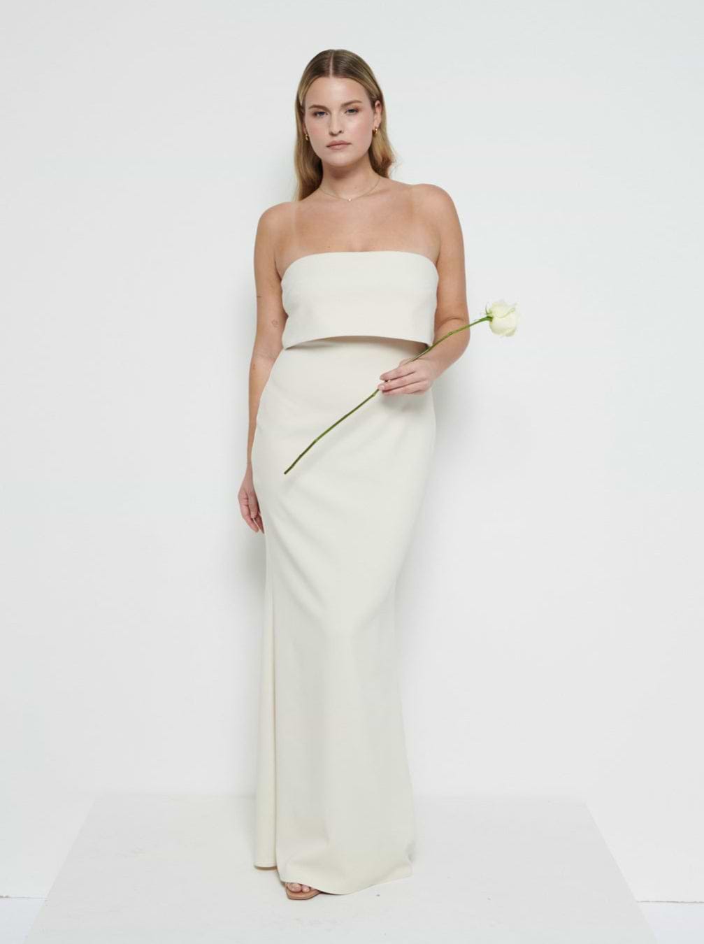 Julia Crepe Maxi Bridesmaid Dress - Champagne