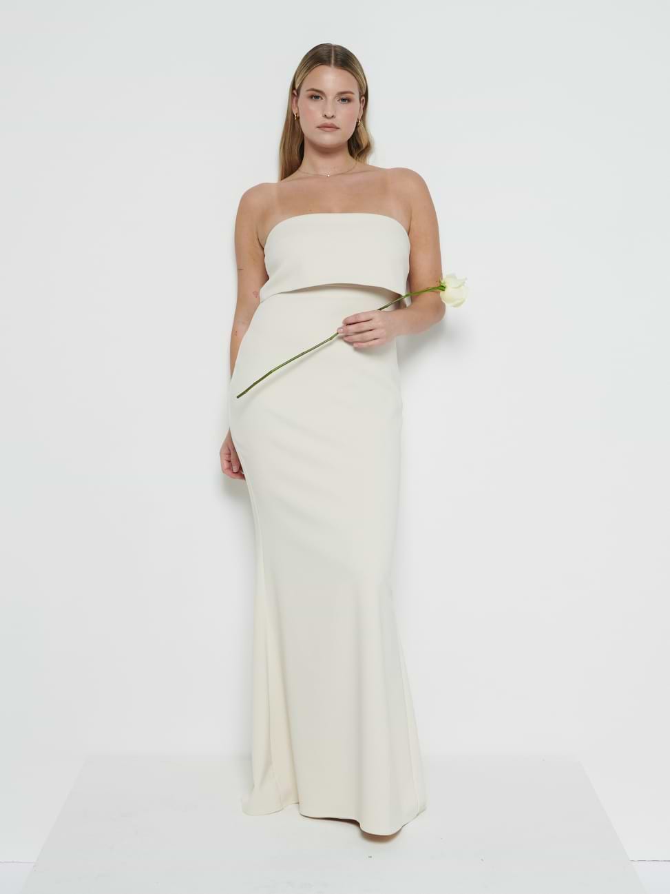 Julia Crepe Maxi Bridesmaid Dress - Champagne