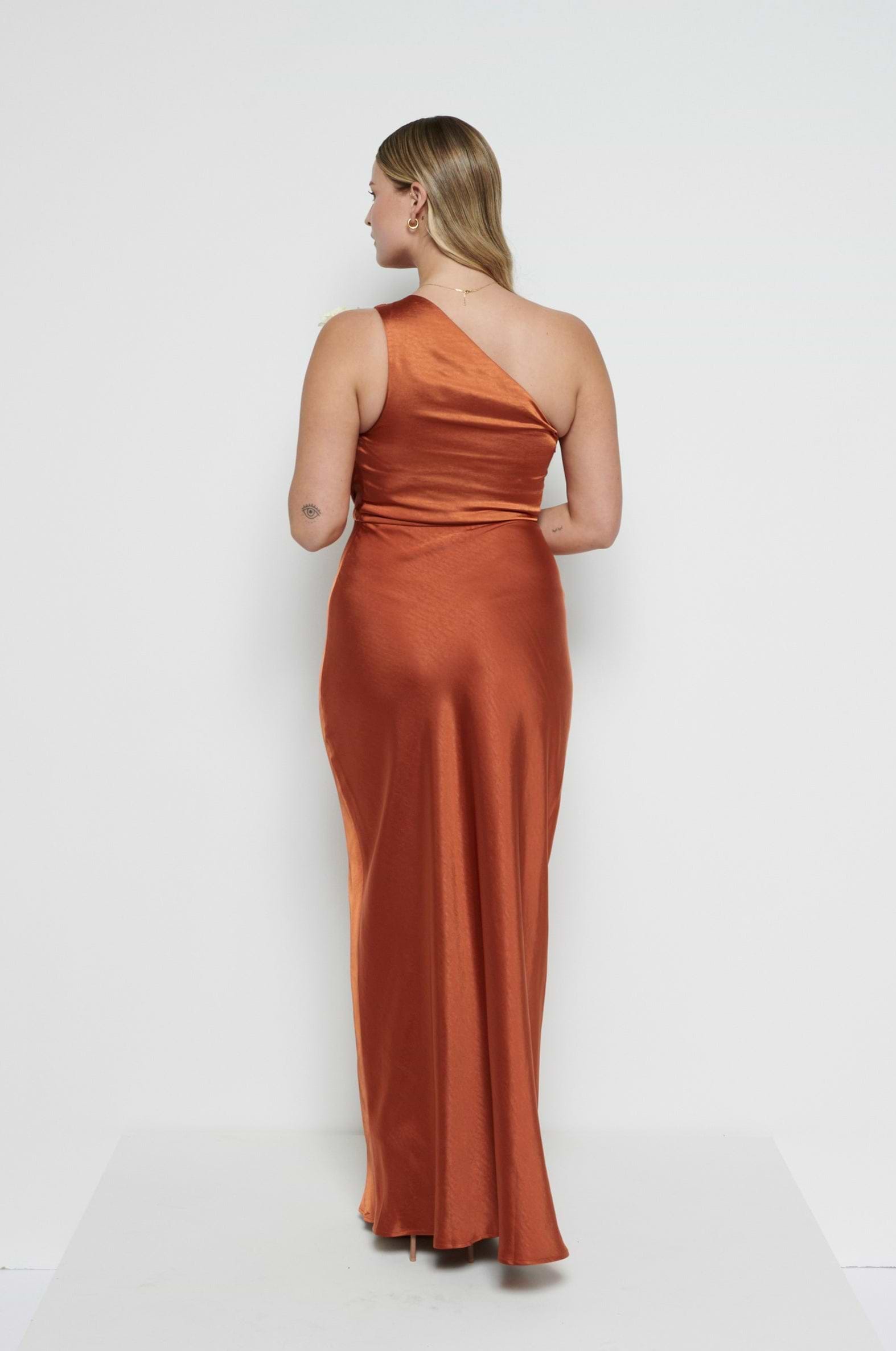 Juliet Ruched Maxi Bridesmaid Dress - Copper