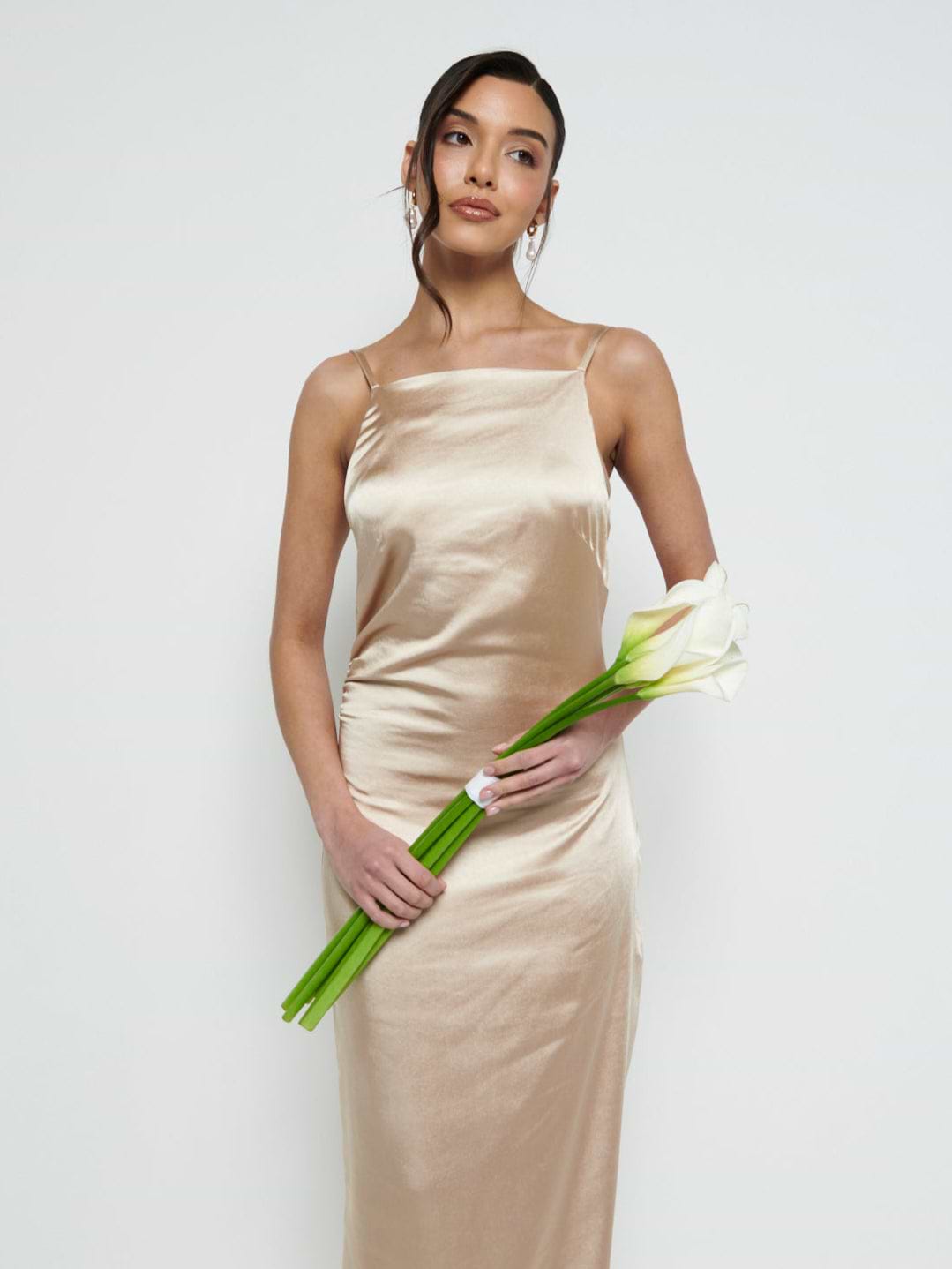 June Satin Maxi Bridesmaid Dress - Bronze