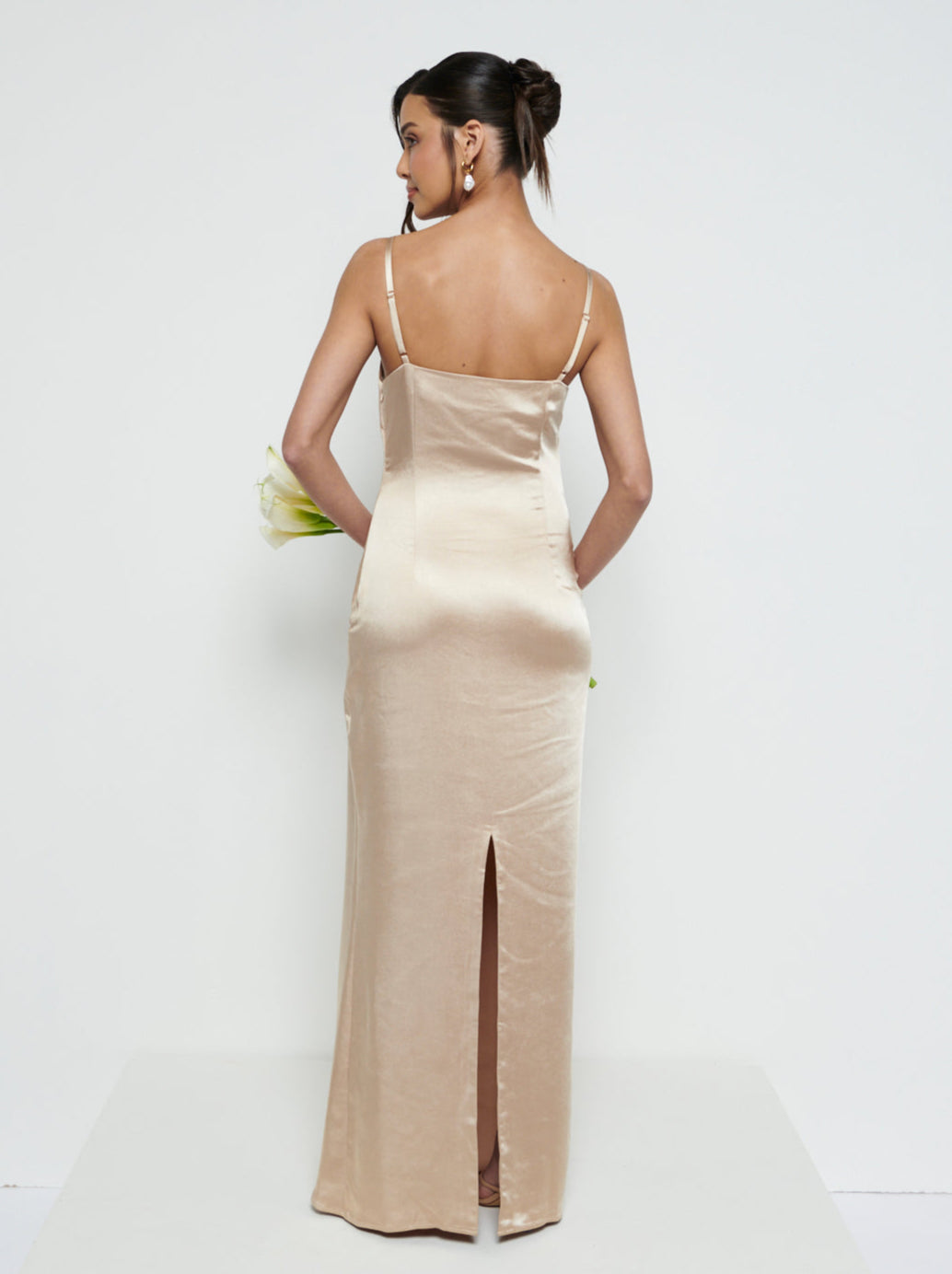 June Satin Maxi Bridesmaid Dress - Bronze
