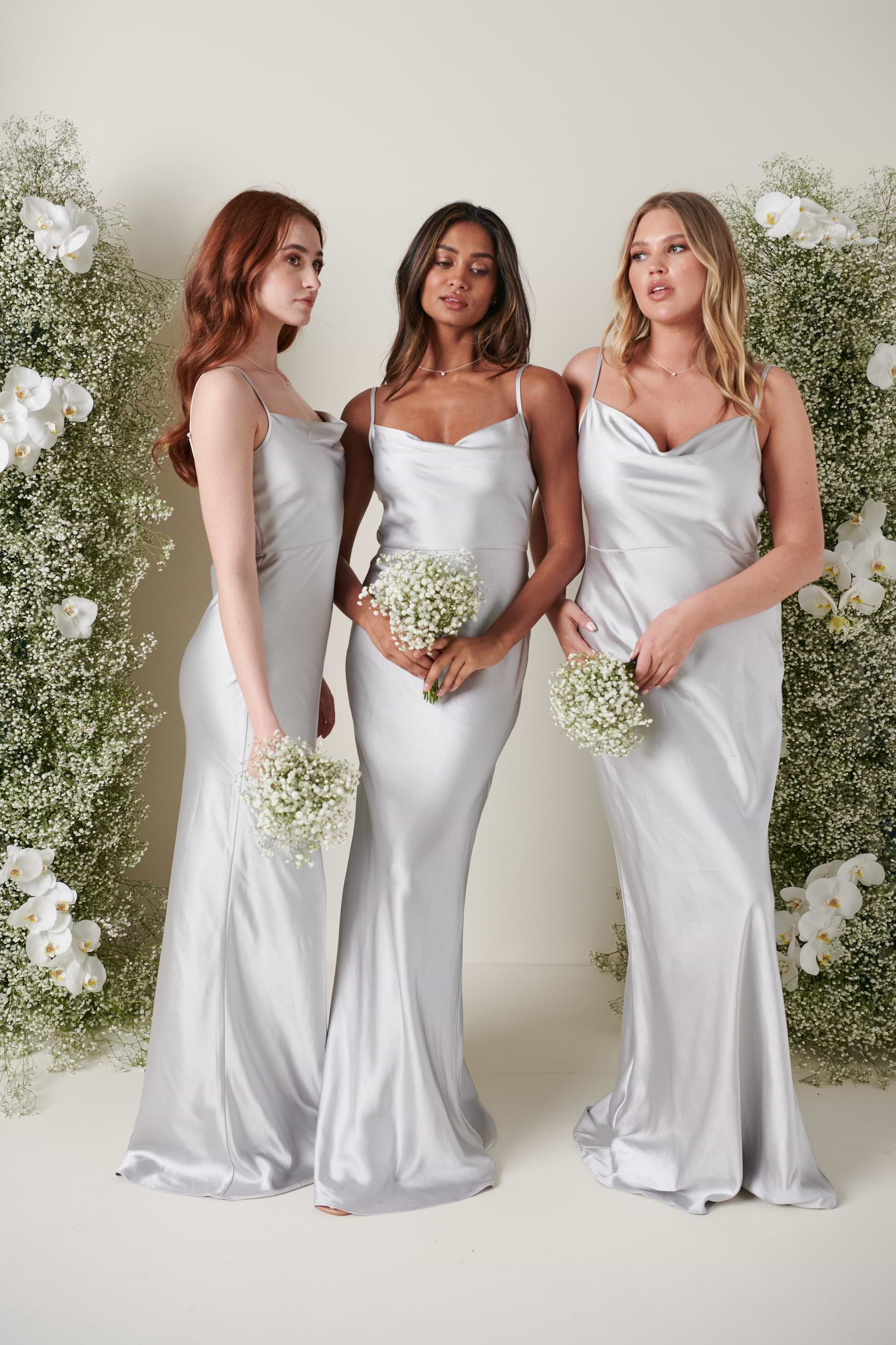 Keisha Maxi Bridesmaid Dress - Matte Silver