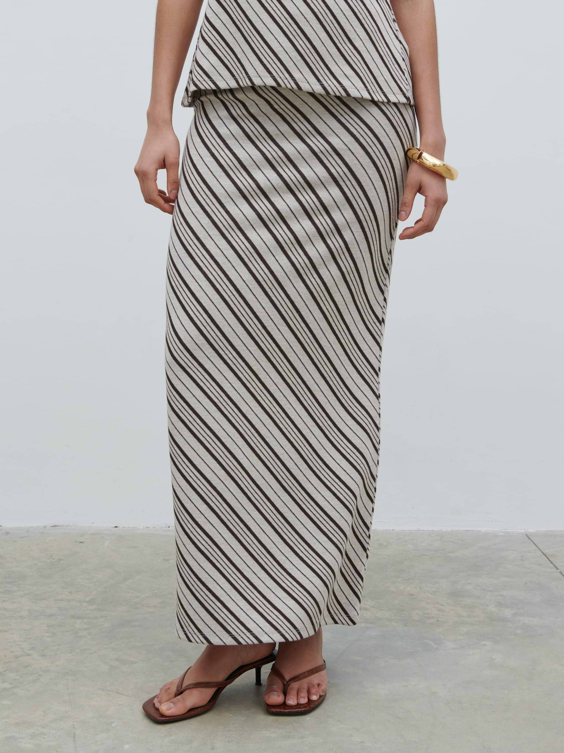 Kali Jersey Skirt - Asymmetric Stripe