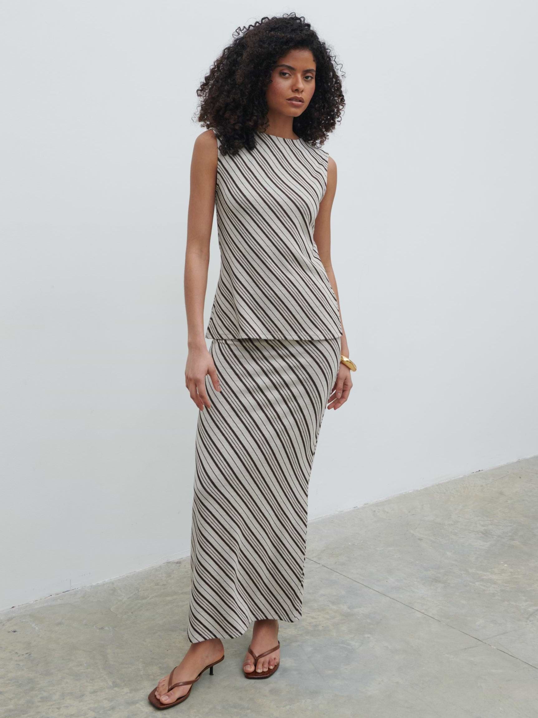 Kali Jersey Skirt - Asymmetric Stripe