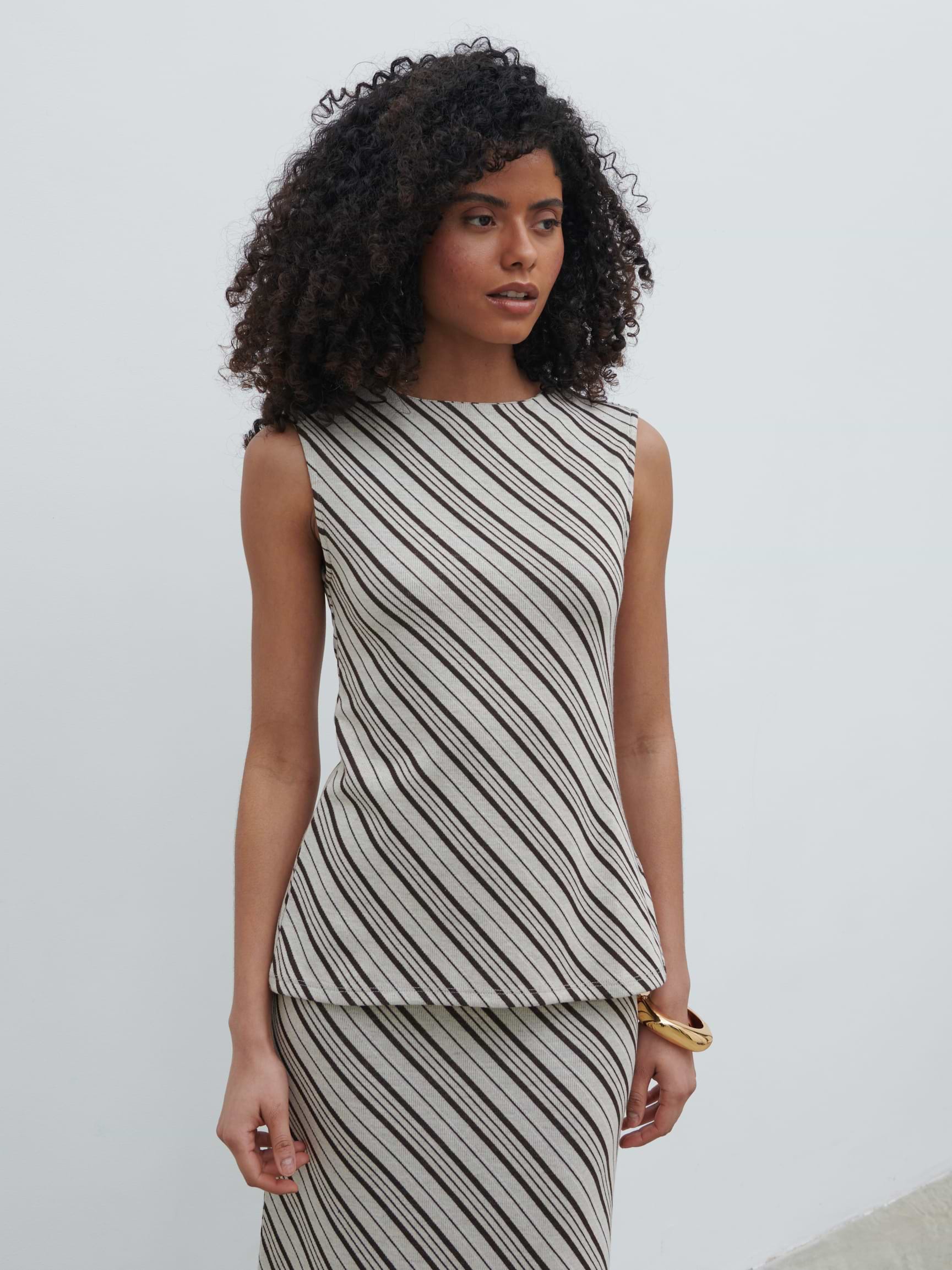 Kali Jersey Top - Asymmetric Stripe
