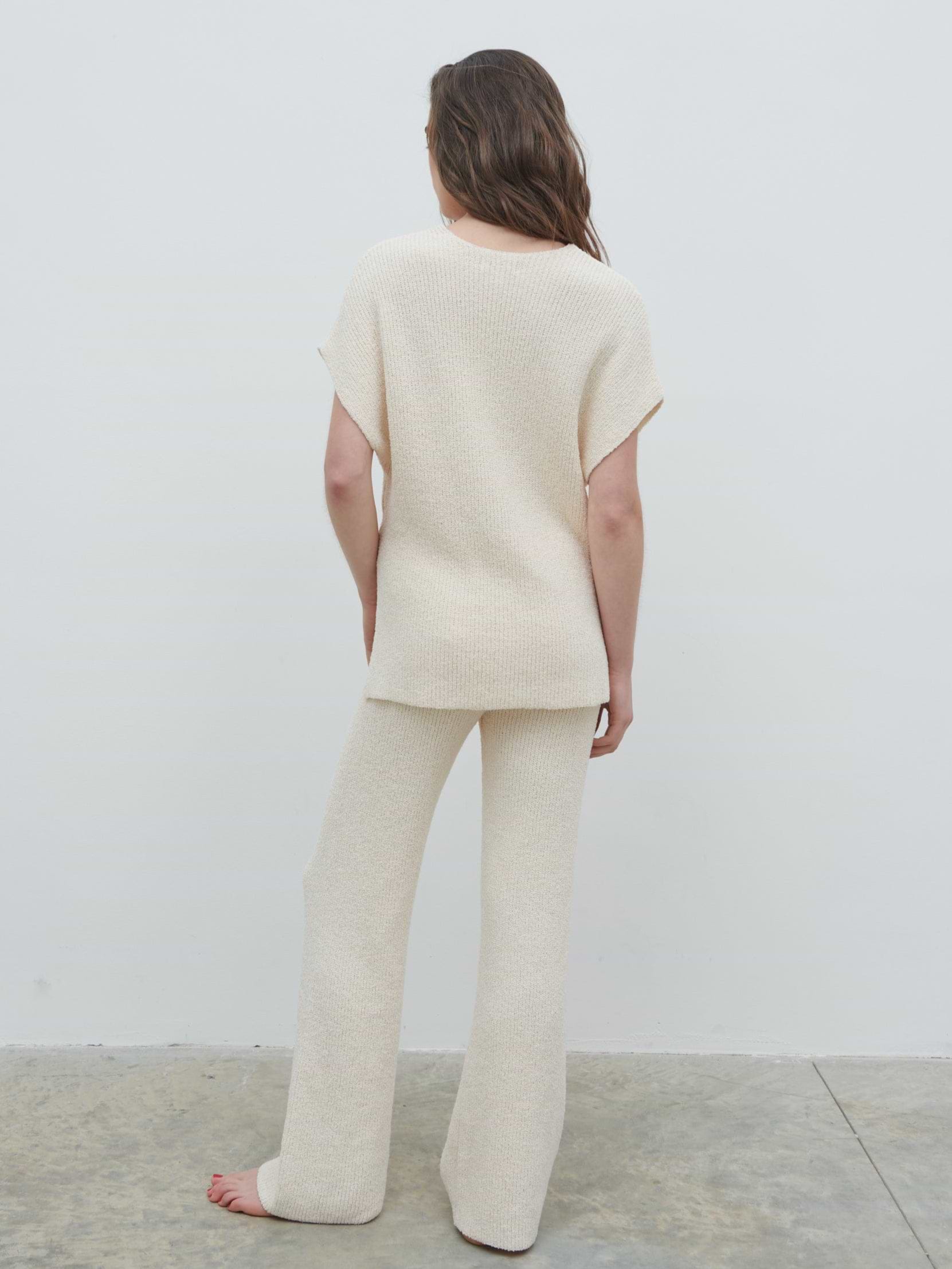 Katya Rib Knit Oversized Top - Cream