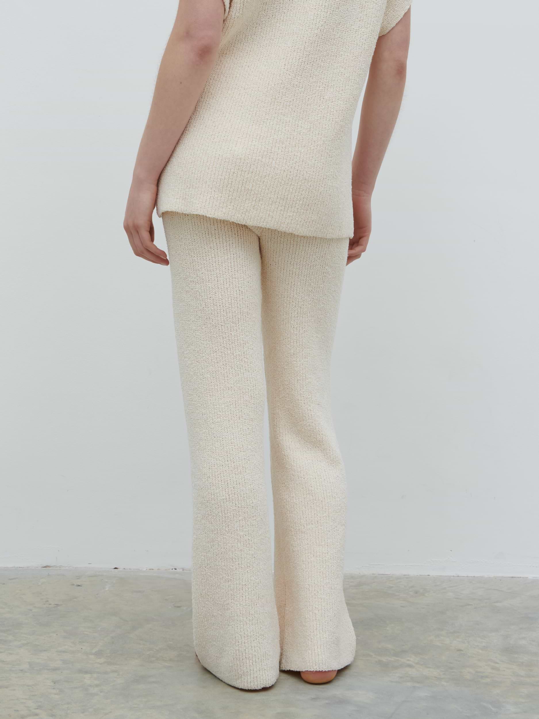 Katya Rib Knit Trousers - Cream