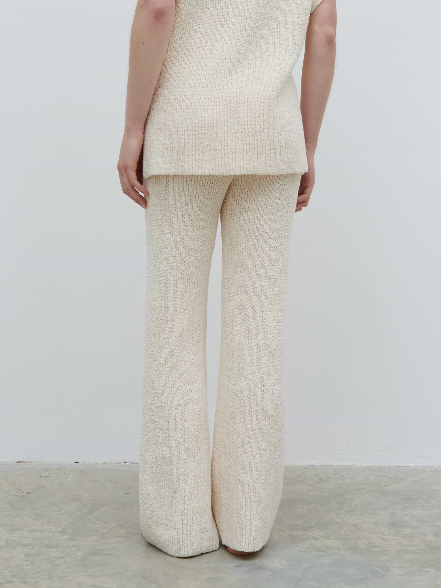Katya Rib Knit Trousers - Cream