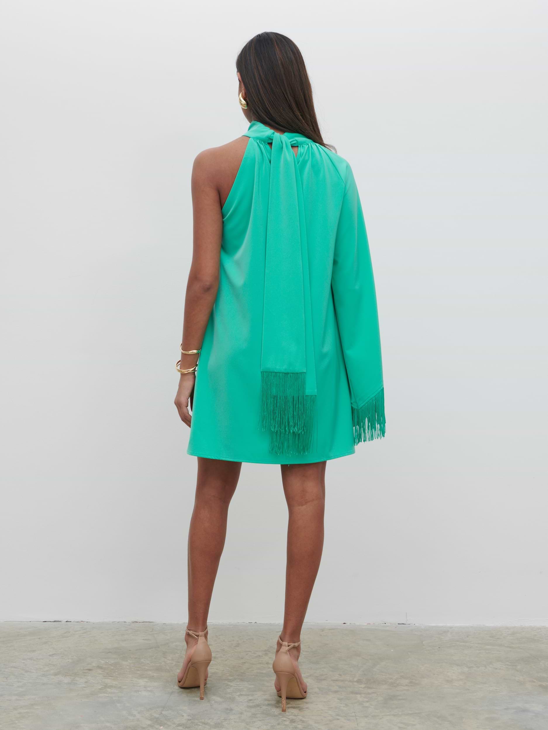 Keeley One Shoulder Mini Dress - Jade Green