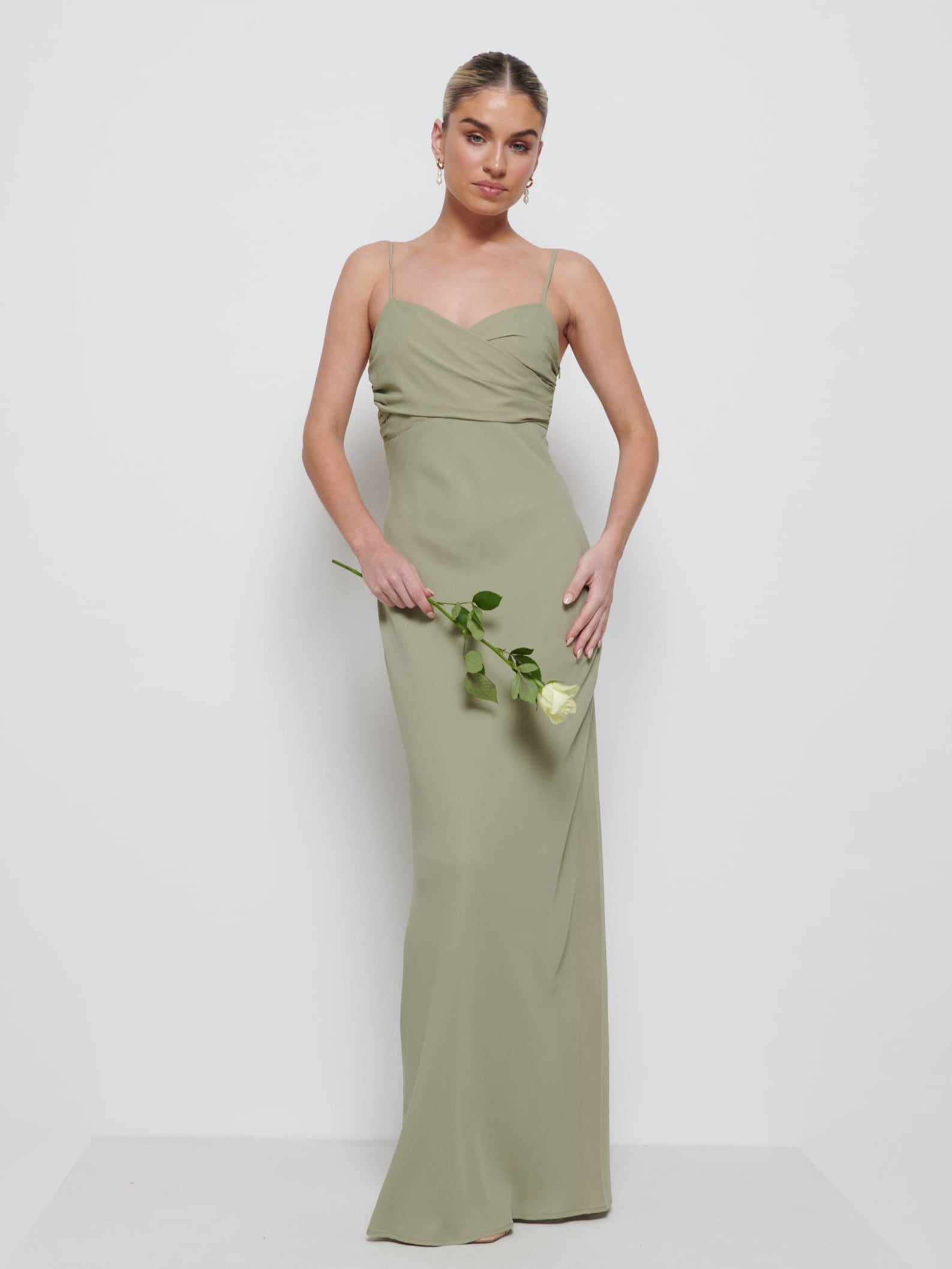 Kehlani Twist Cami Bridesmaid Dress - Olive