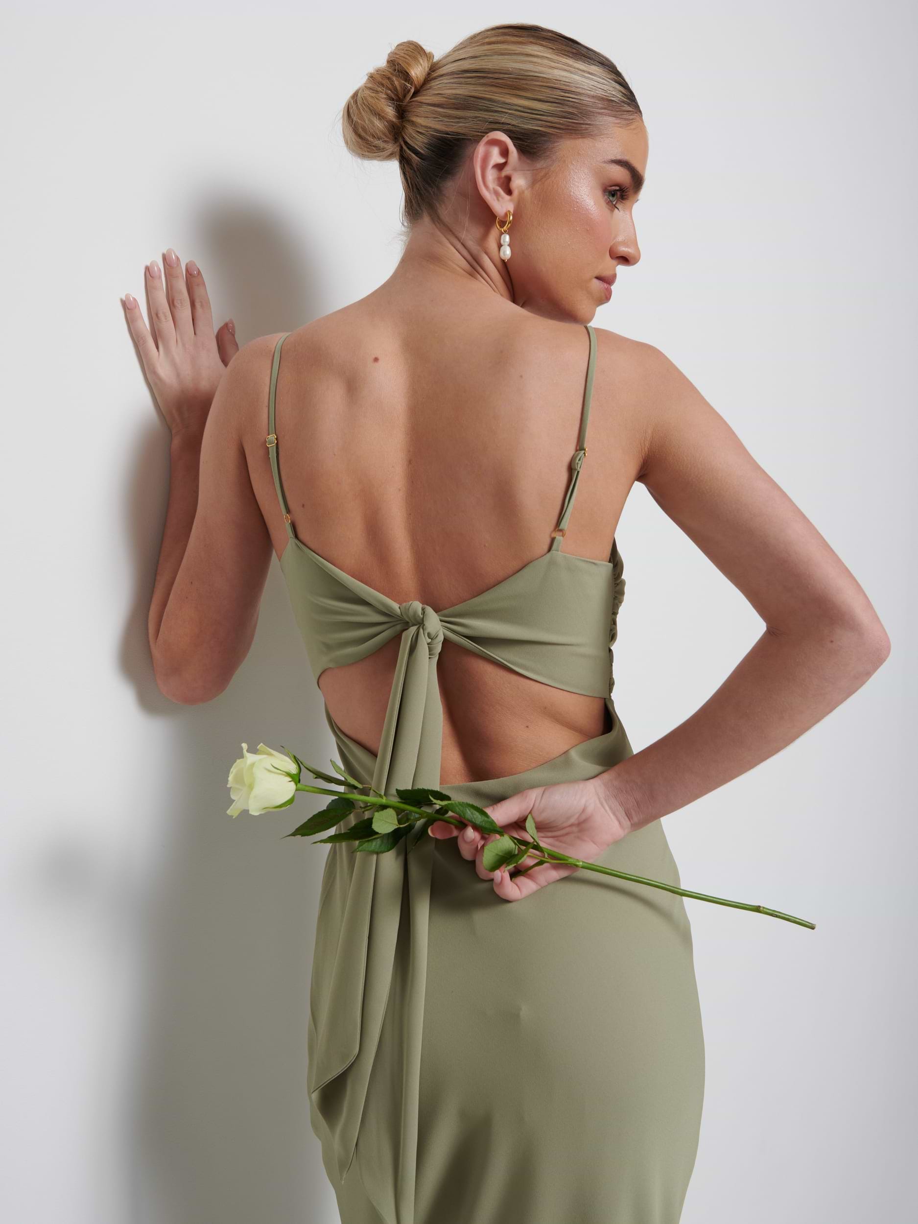 Kehlani Twist Cami Bridesmaid Dress - Olive