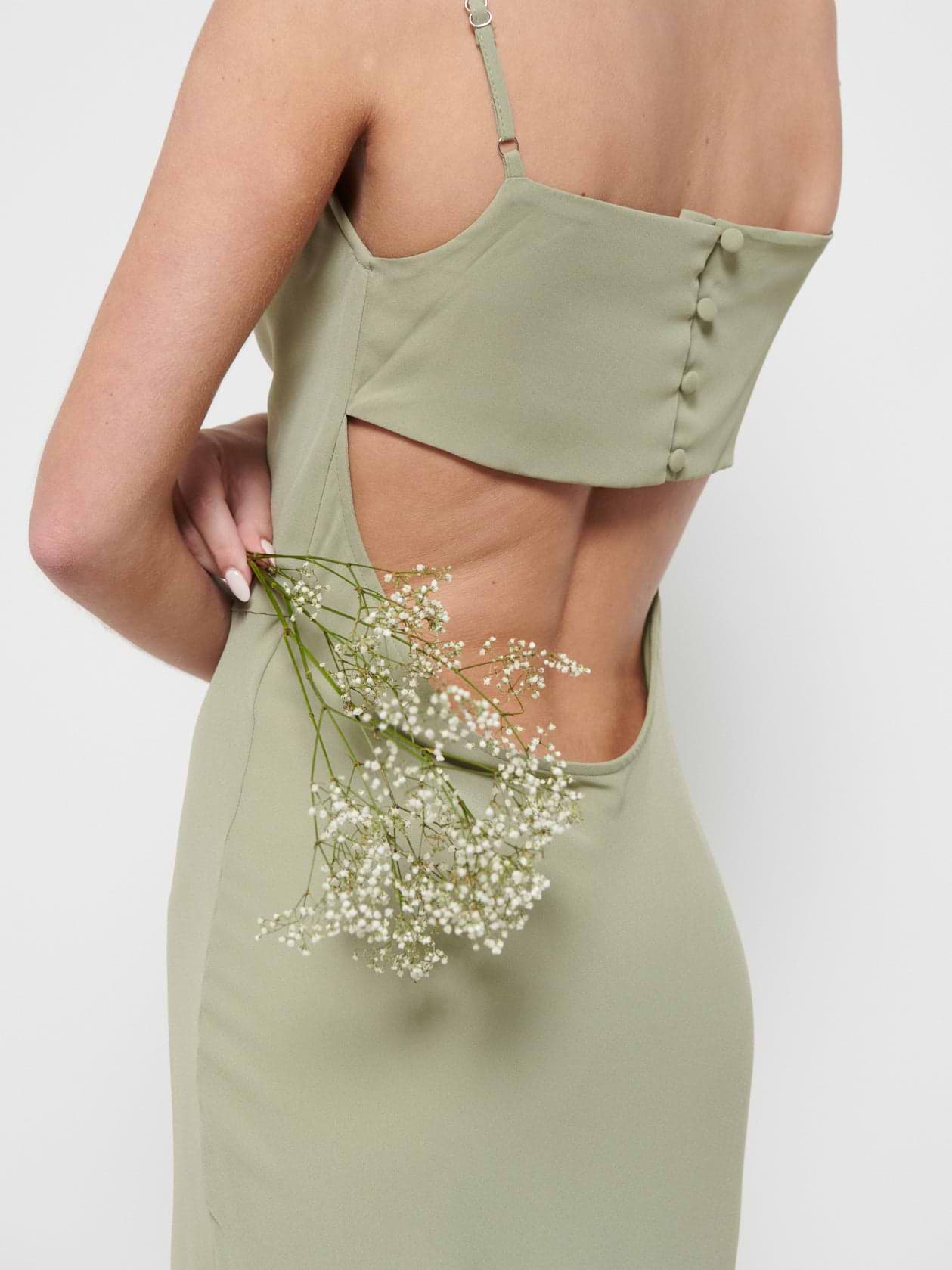Keisha Chiffon Maxi Bridesmaid Dress - Olive