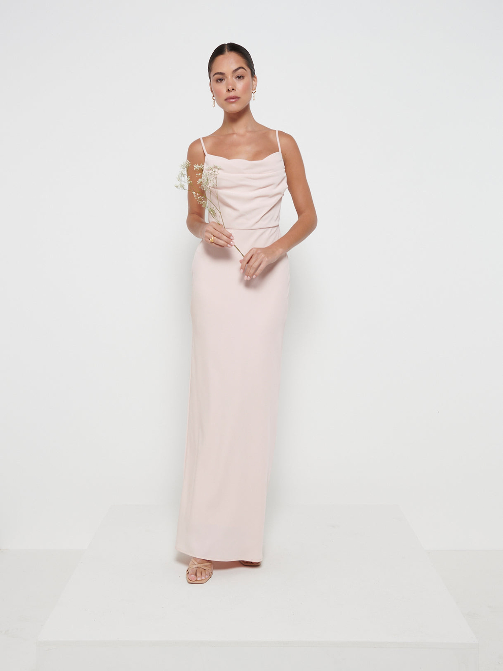 Keisha Cowl Neck Maxi Bridesmaid Dress - Blush