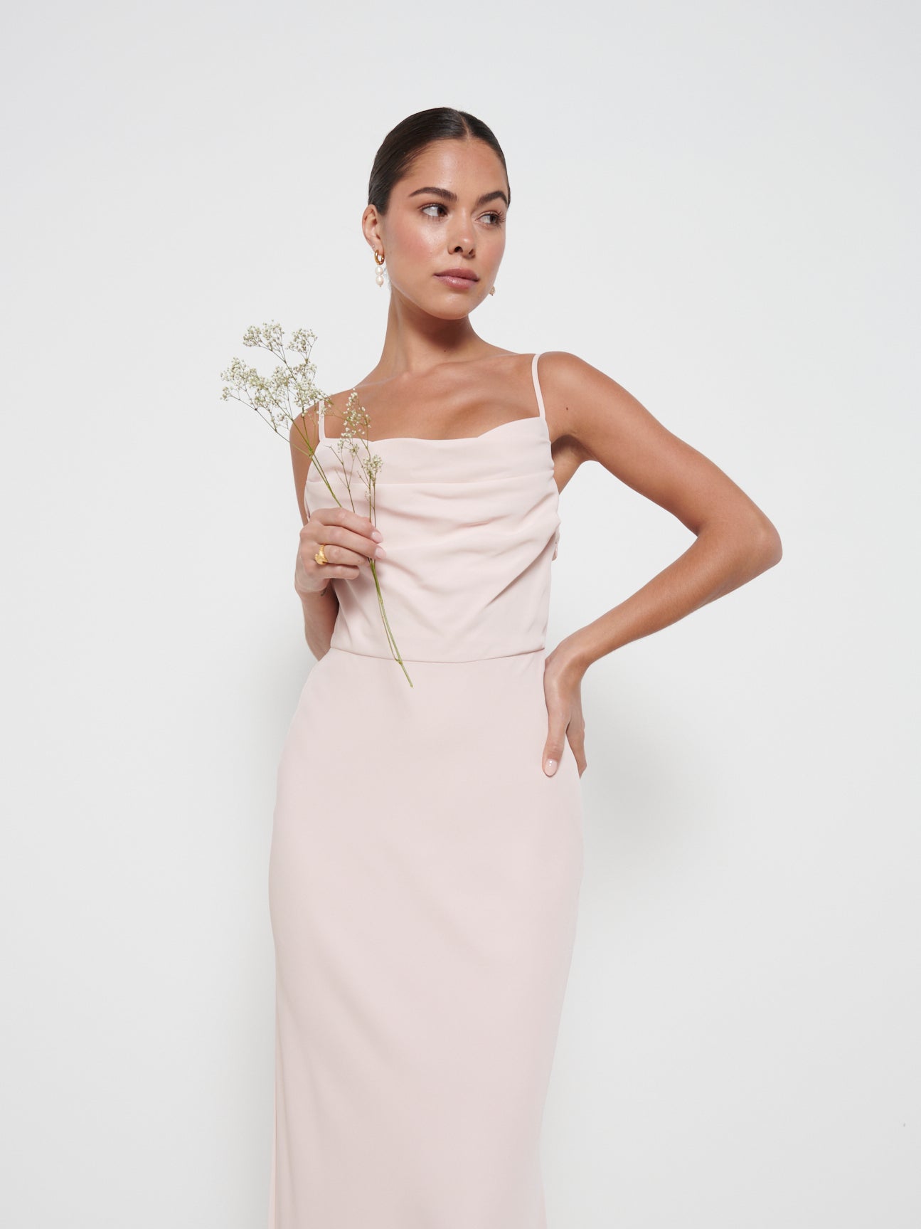 Keisha Cowl Neck Maxi Bridesmaid Dress - Blush