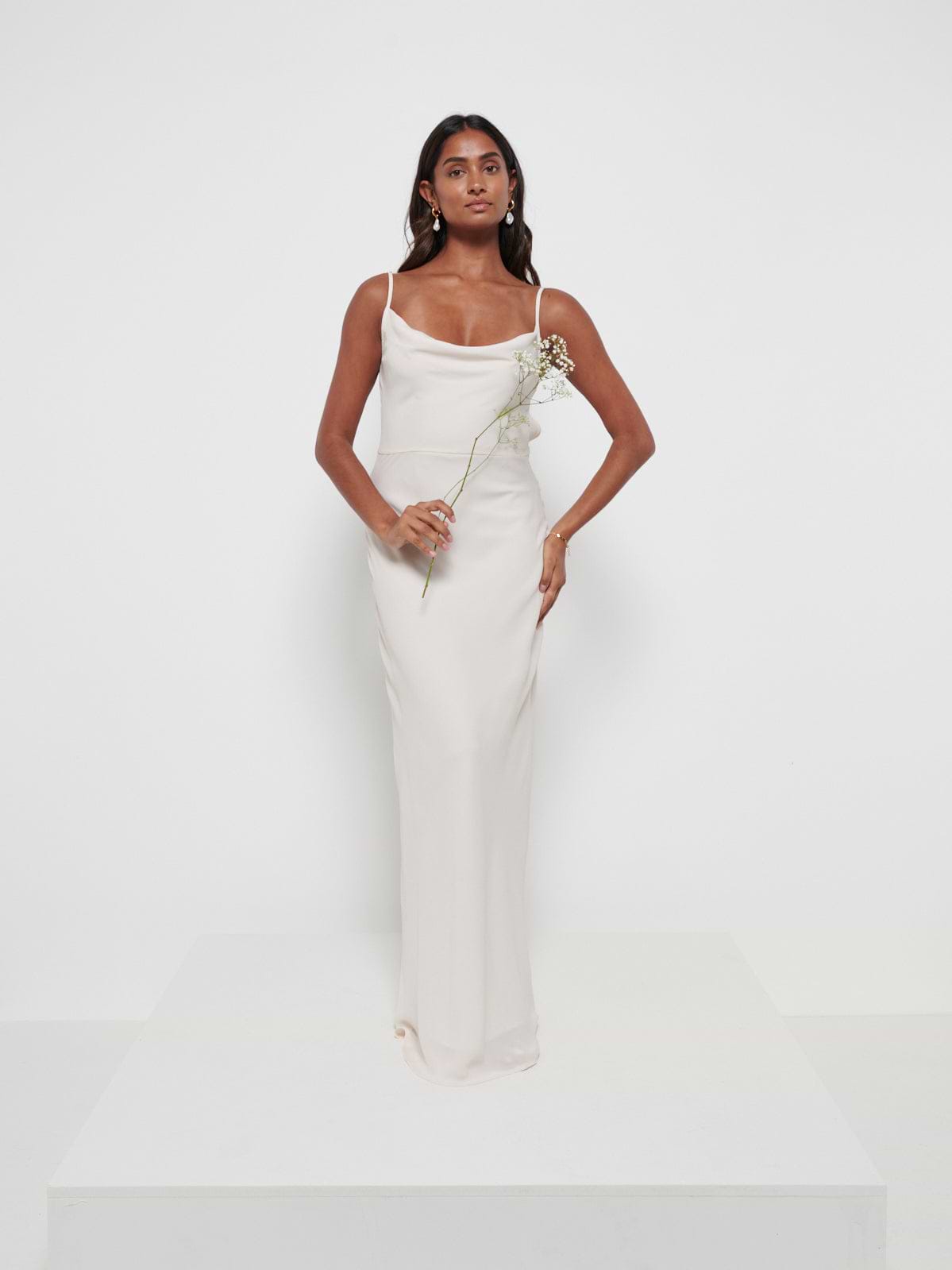 Keisha Chiffon Maxi Bridesmaid Dress - Champagne