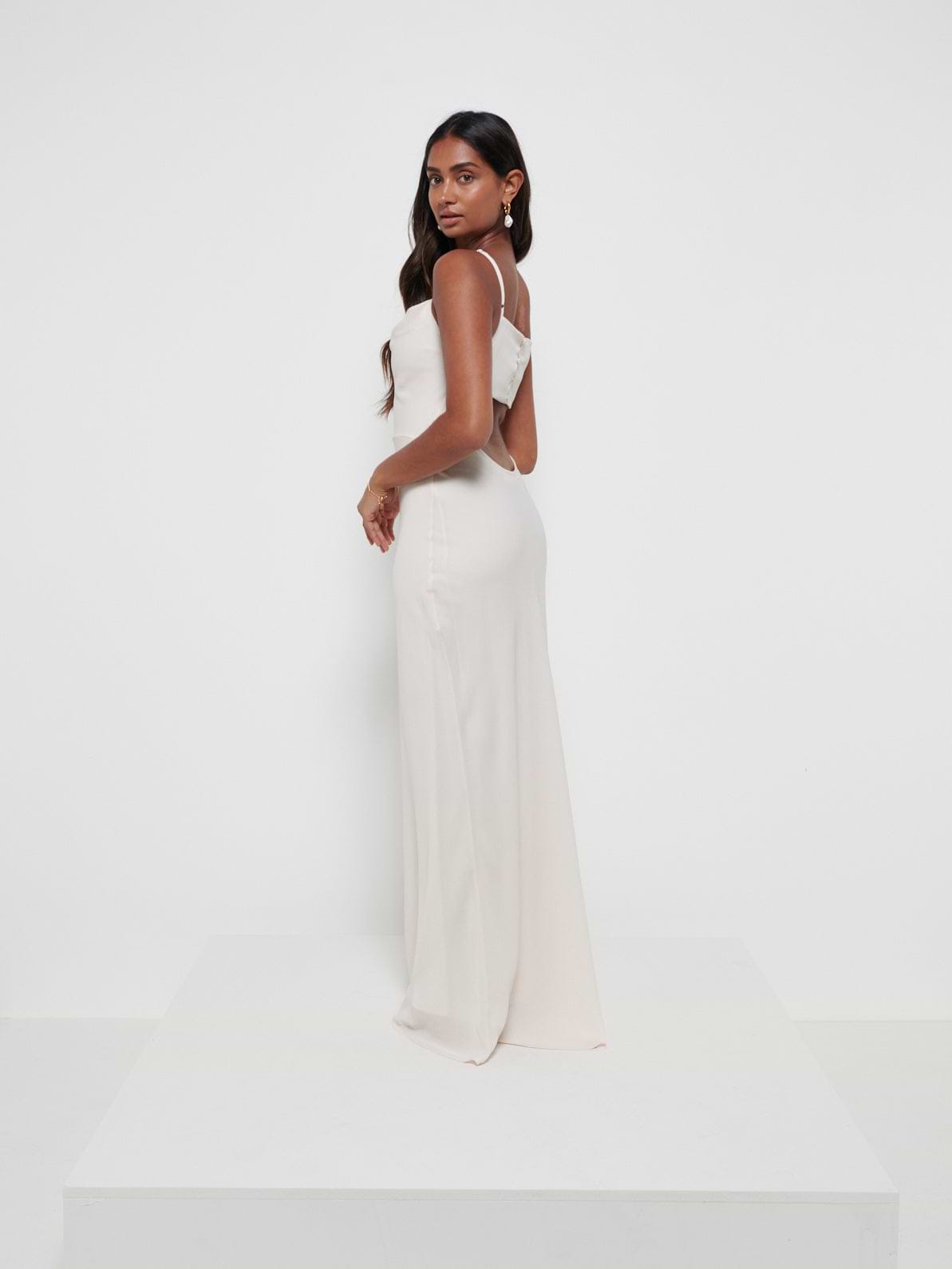Keisha Chiffon Maxi Bridesmaid Dress - Champagne