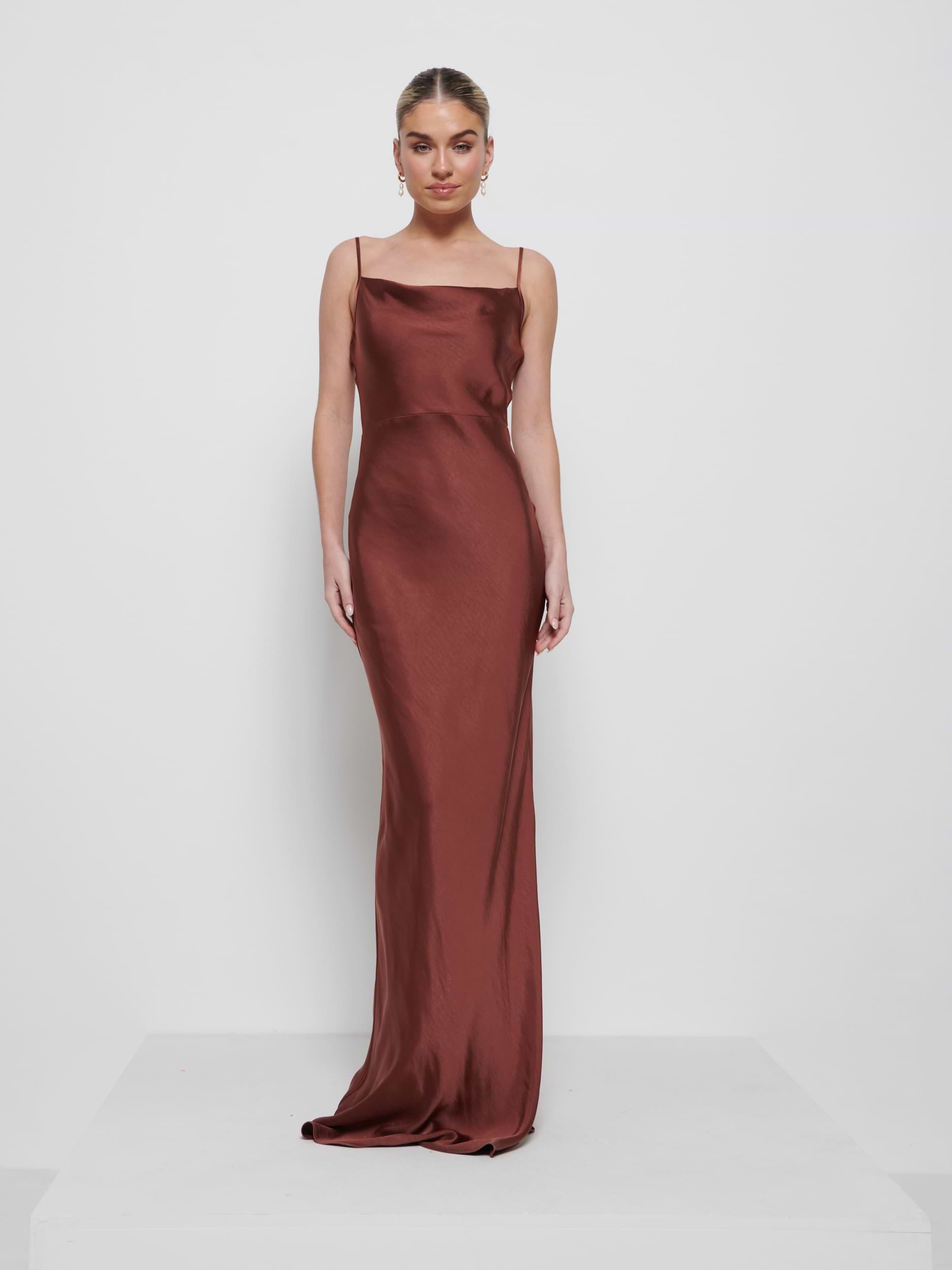 Keisha Maxi Bridesmaid Dress - Matte Mahogany