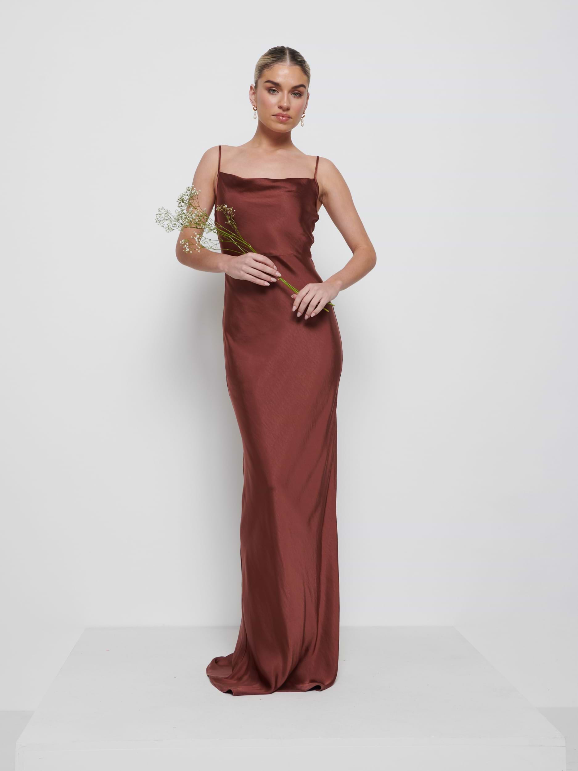 Keisha Maxi Bridesmaid Dress - Matte Mahogany