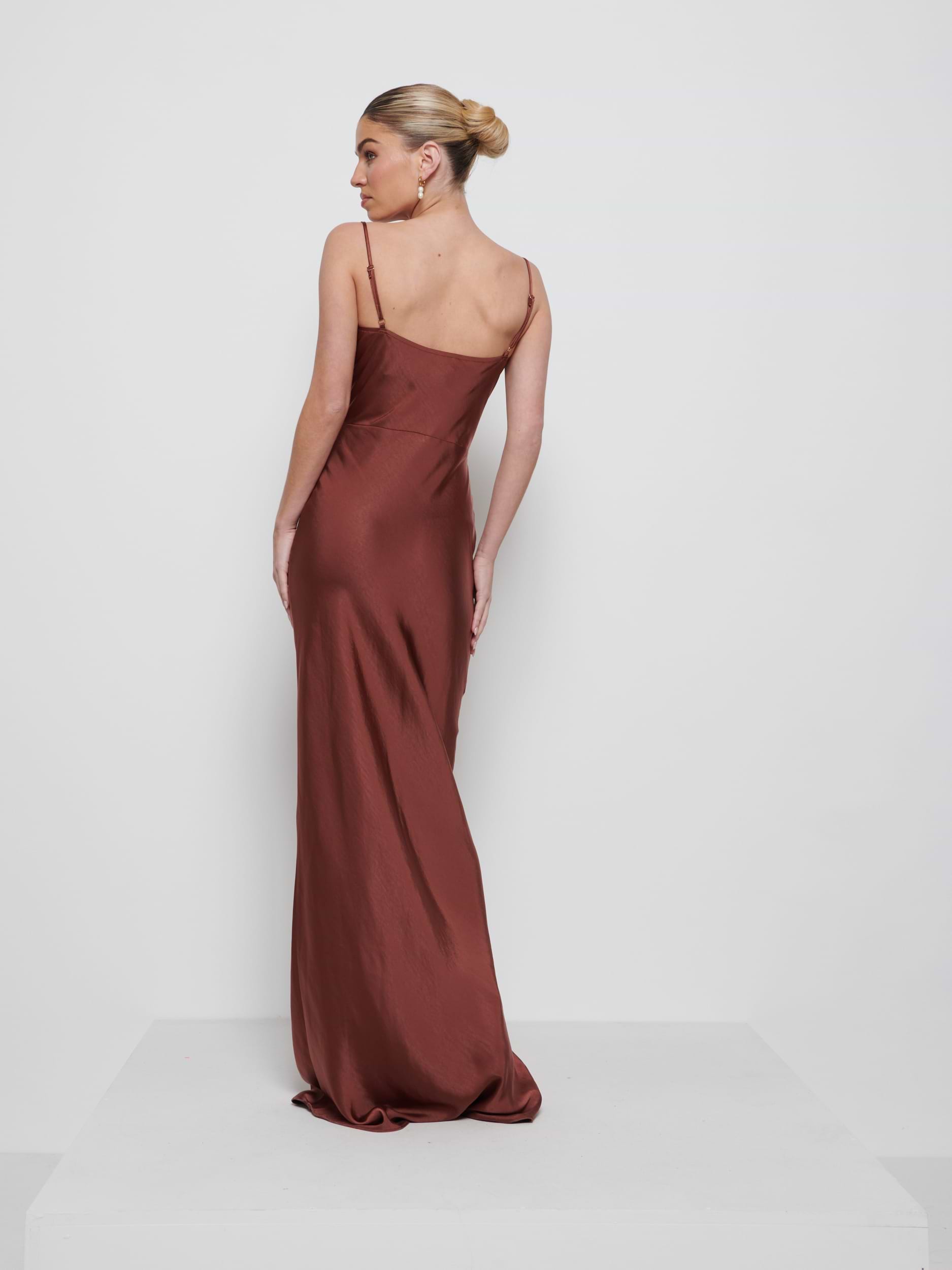 Keisha Maxi Bridesmaid Dress - Matte Mahogany