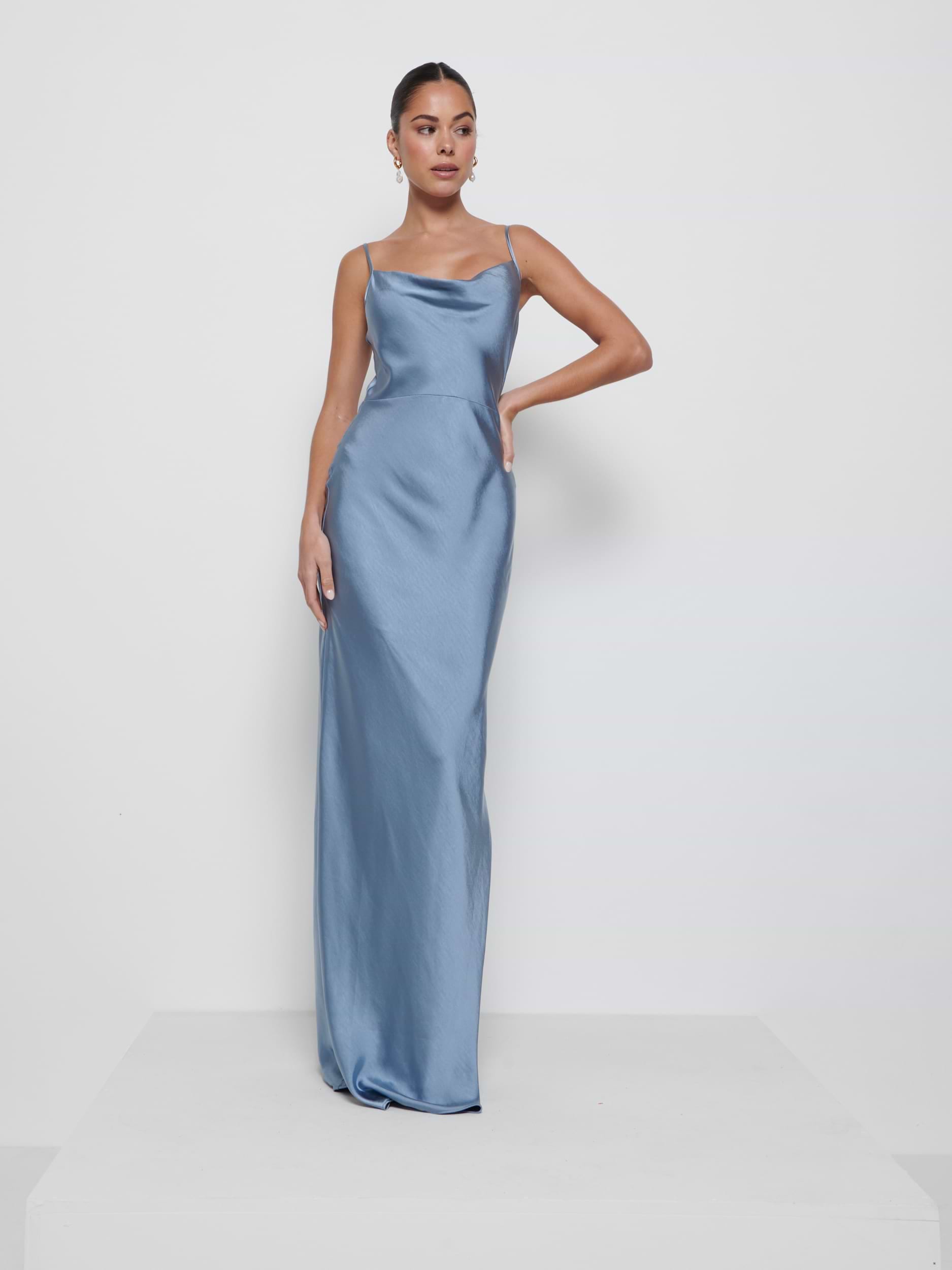 Keisha Maxi Bridesmaid Dress - Dusty Blue