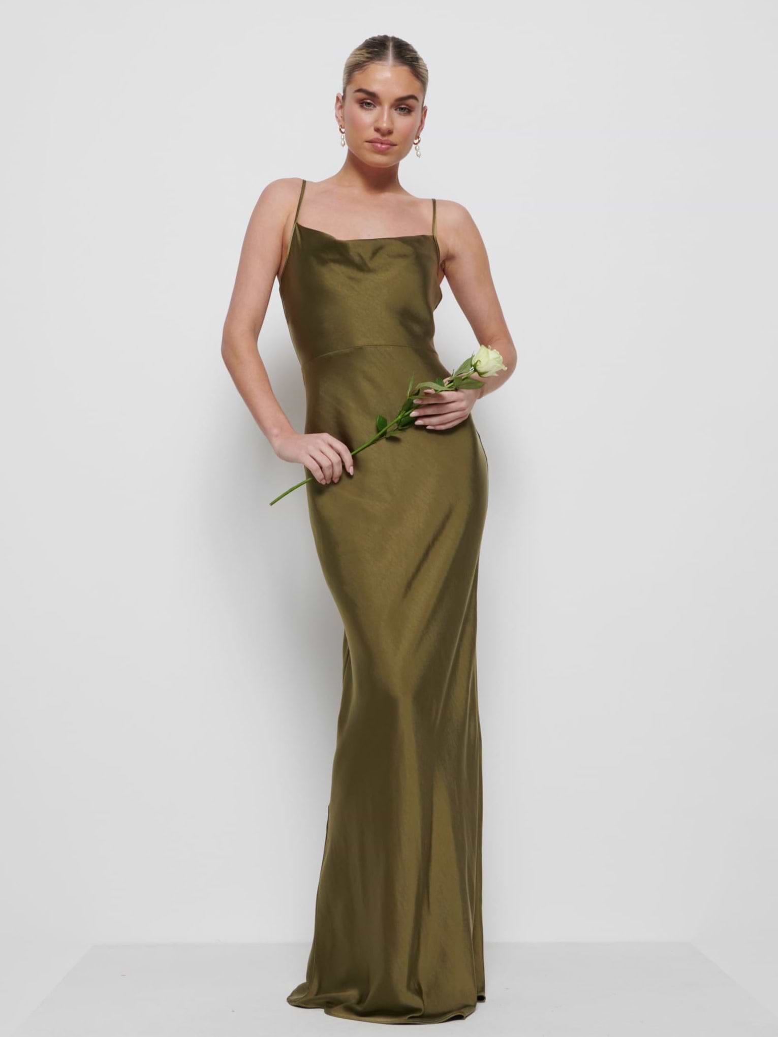 Keisha Maxi Bridesmaid Dress - Matte Military Olive