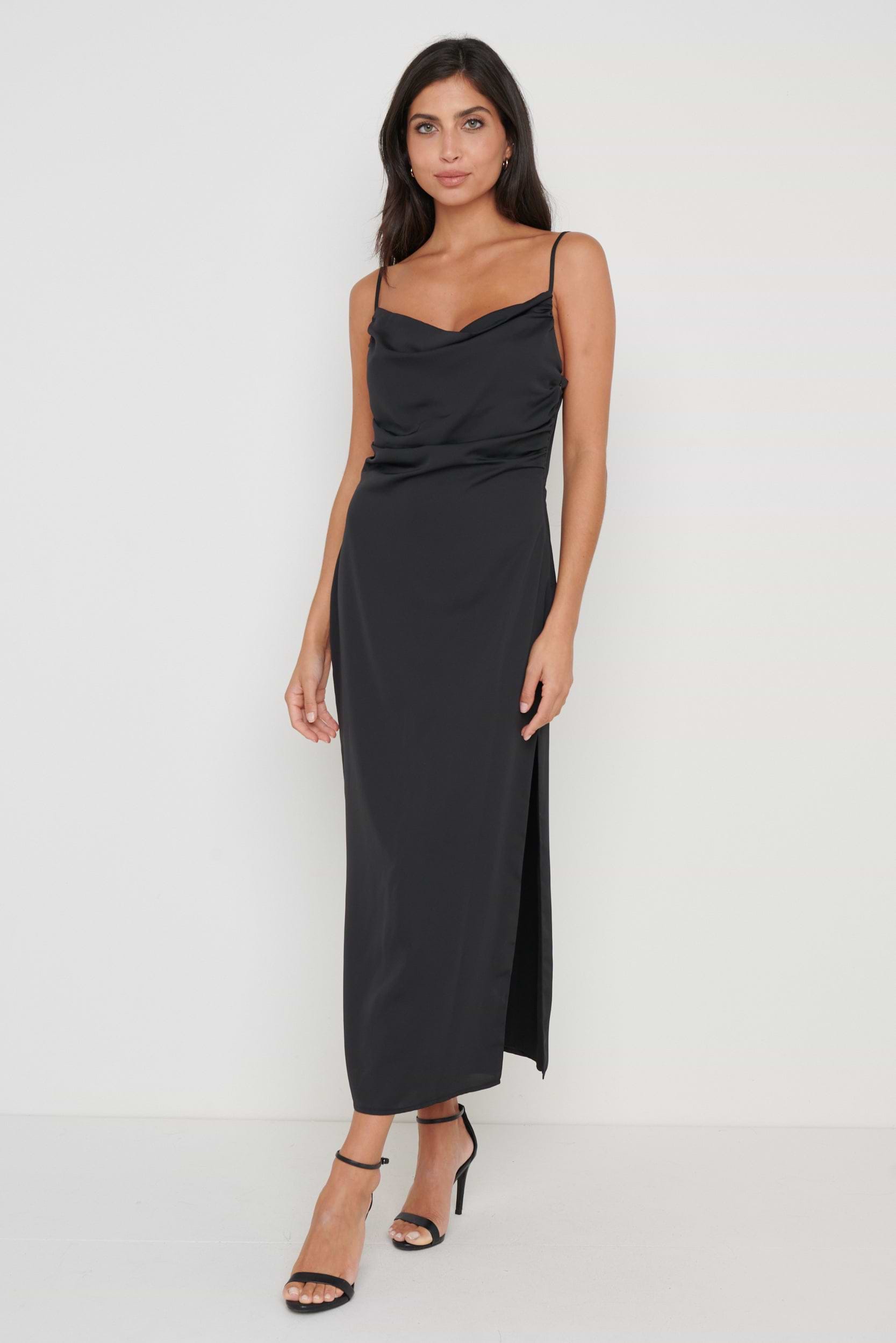 Keisha Ruched Midaxi Dress - Black