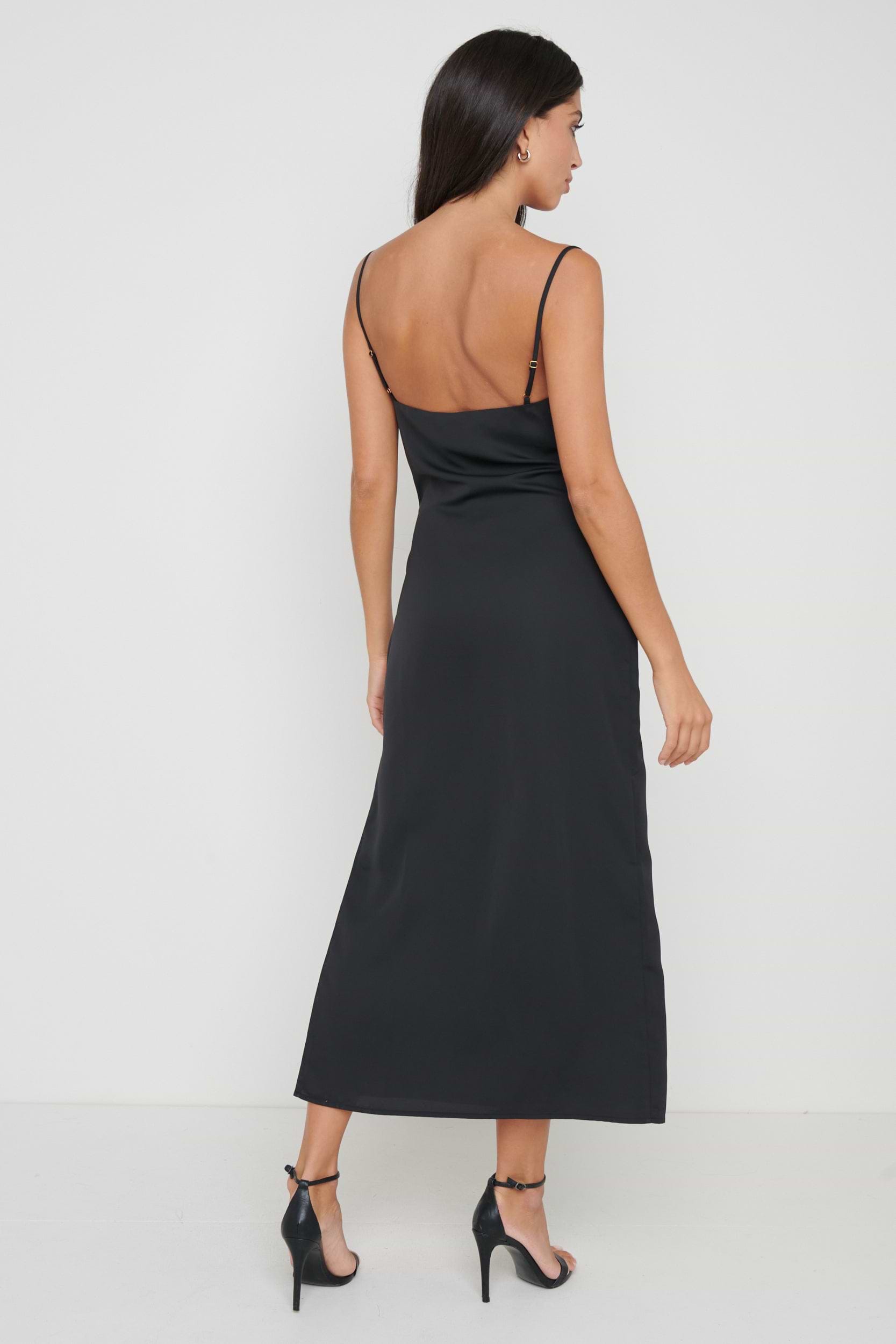 Keisha Ruched Midaxi Dress - Black