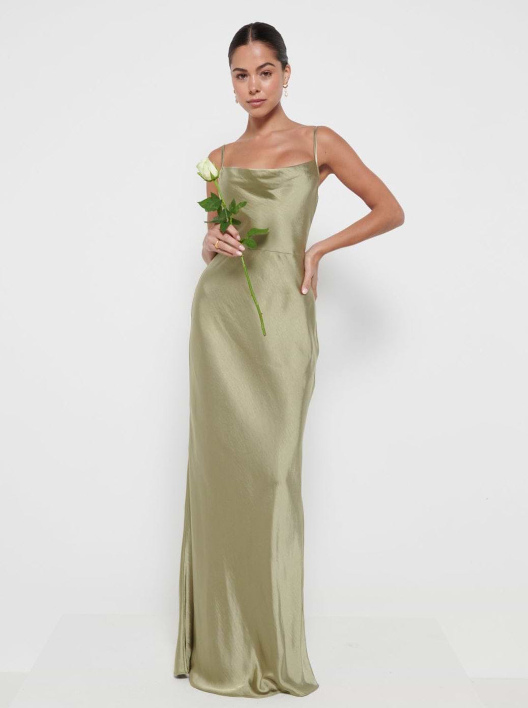 Keisha Maxi Bridesmaid Dress - Matte Olive