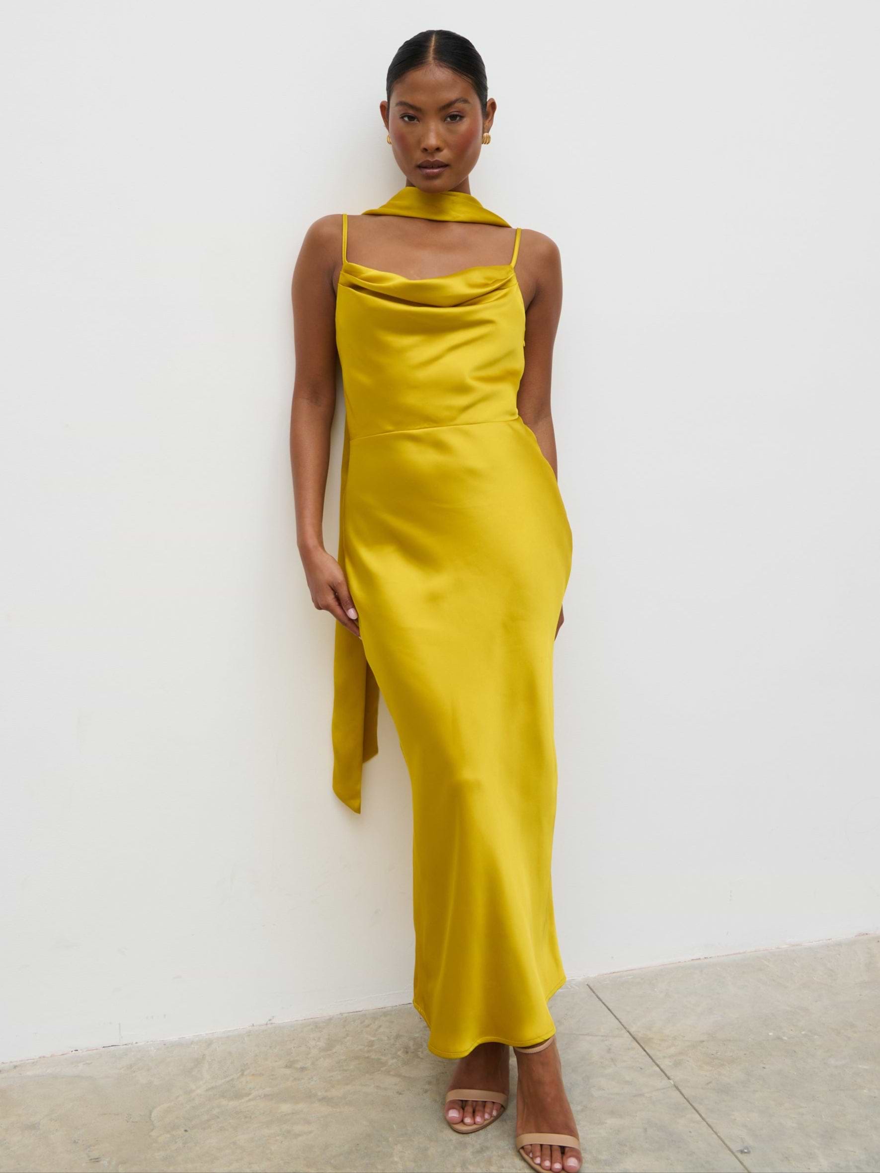 Keisha Scarf Midaxi Dress - Yellow Ochre