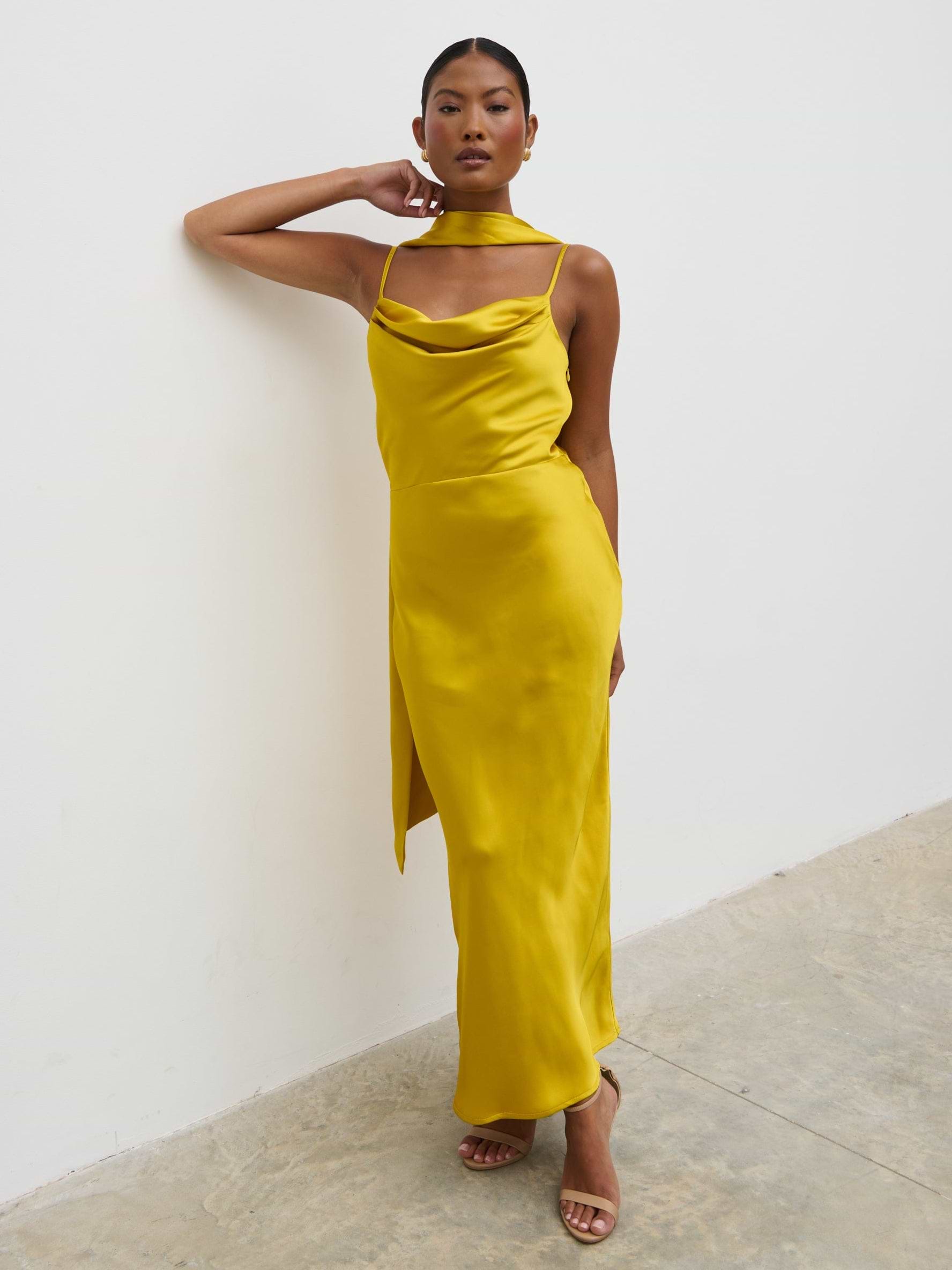 Keisha Scarf Midaxi Dress - Yellow Ochre