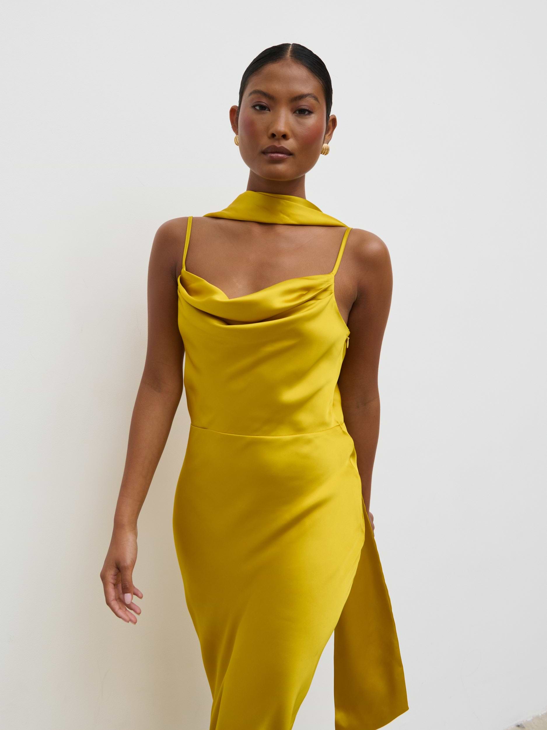 Keisha Scarf Midaxi Dress - Yellow Ochre