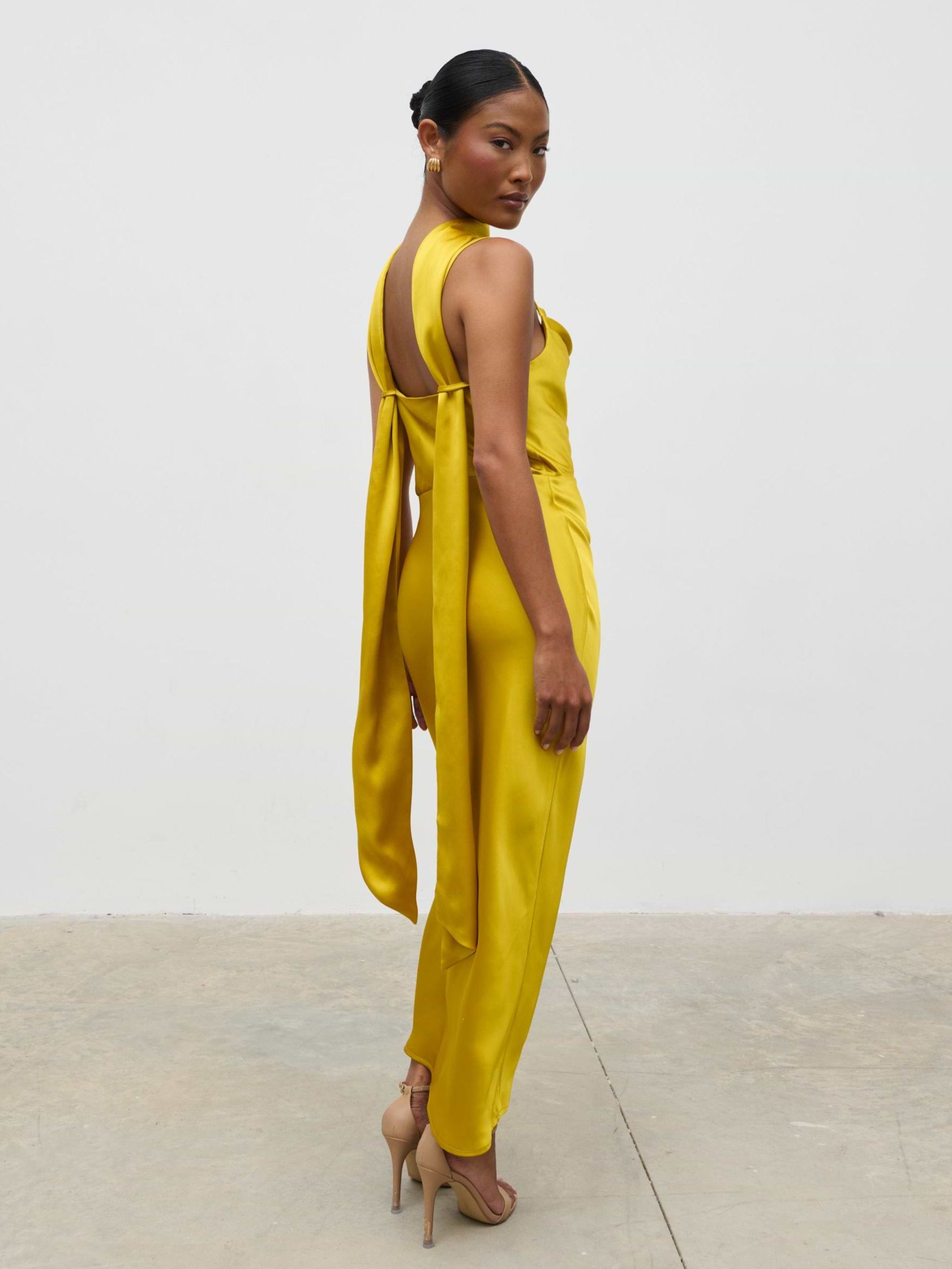 Keisha Scarf Midaxi Dress - Yellow Ochre
