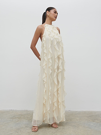 Kelsey Ruffle Maxi Dress - Pale Lemon