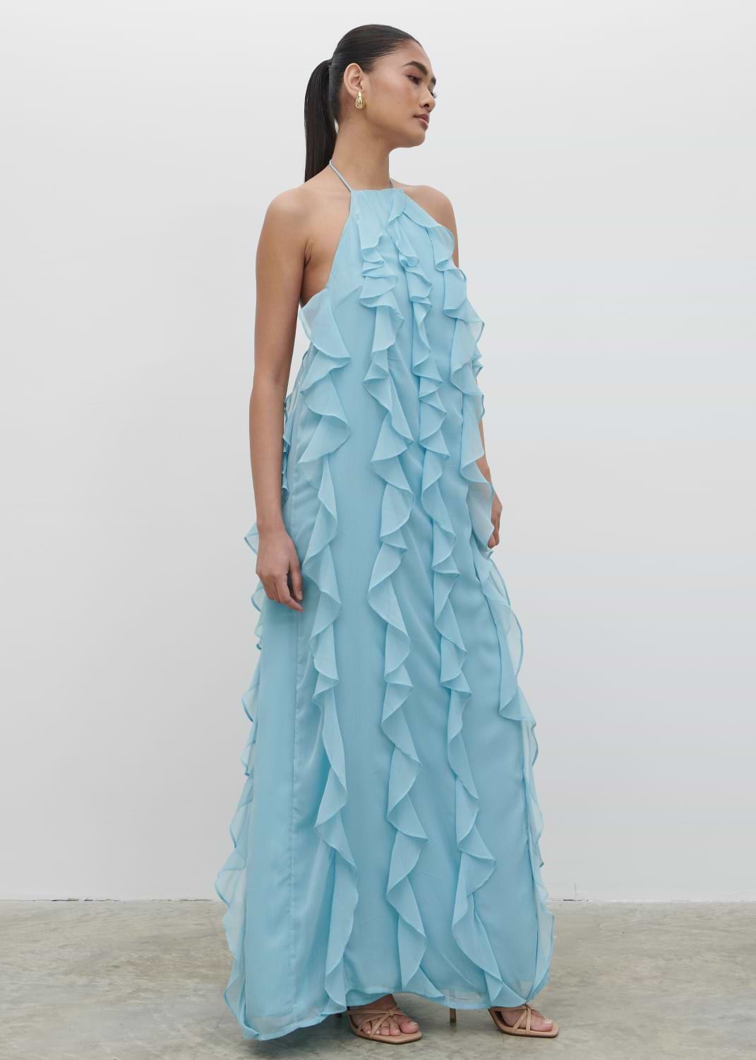 Kelsey Ruffle Maxi Dress - Seaspray