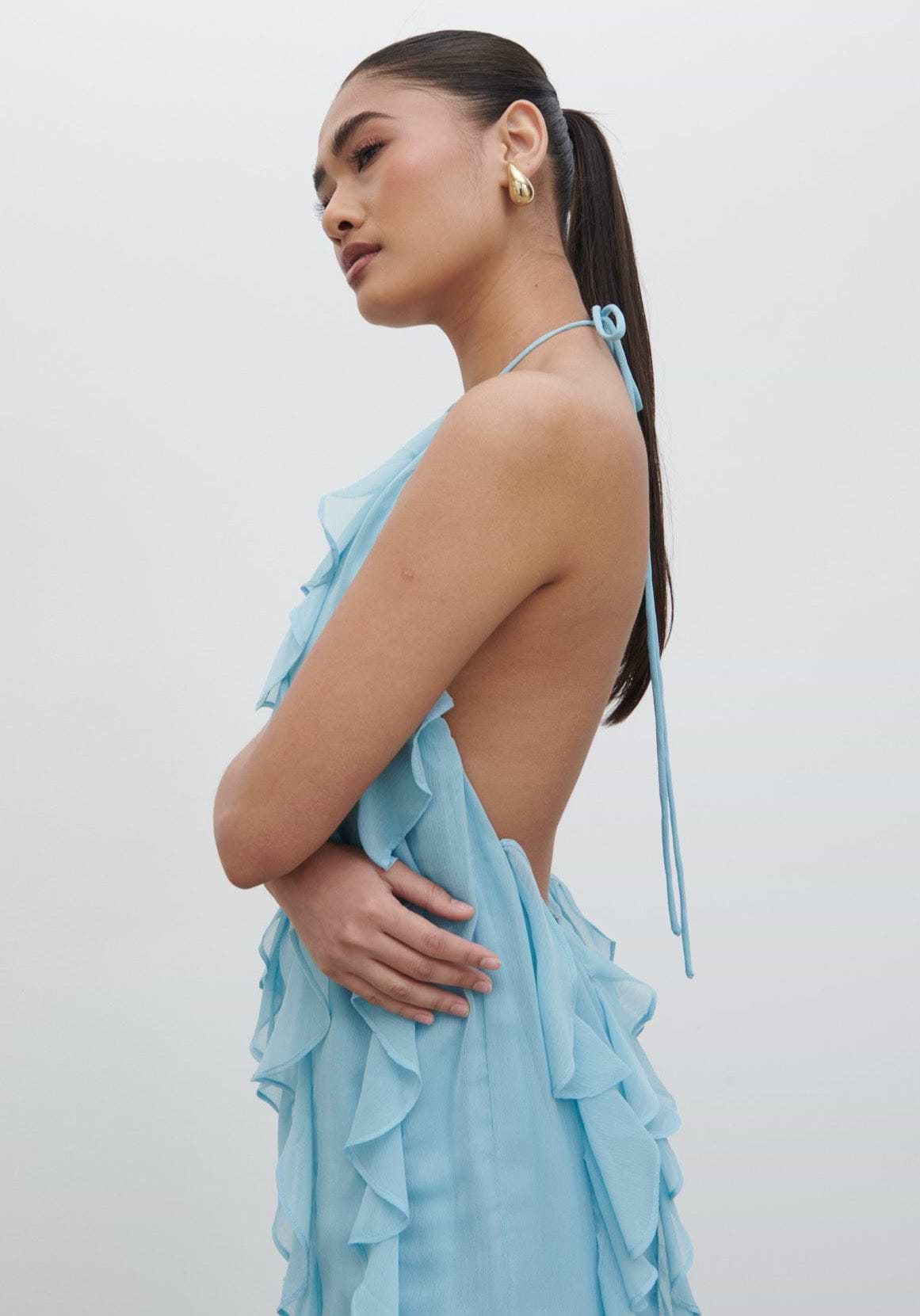 Kelsey Ruffle Maxi Dress - Seaspray