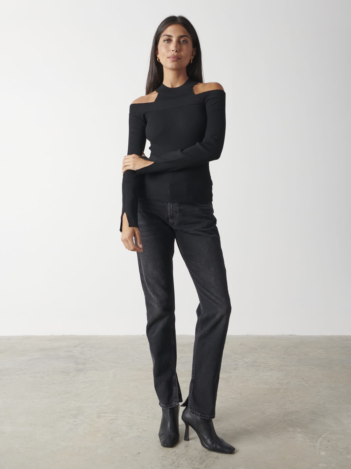 Kennedy Cut Out Knit Top - Black