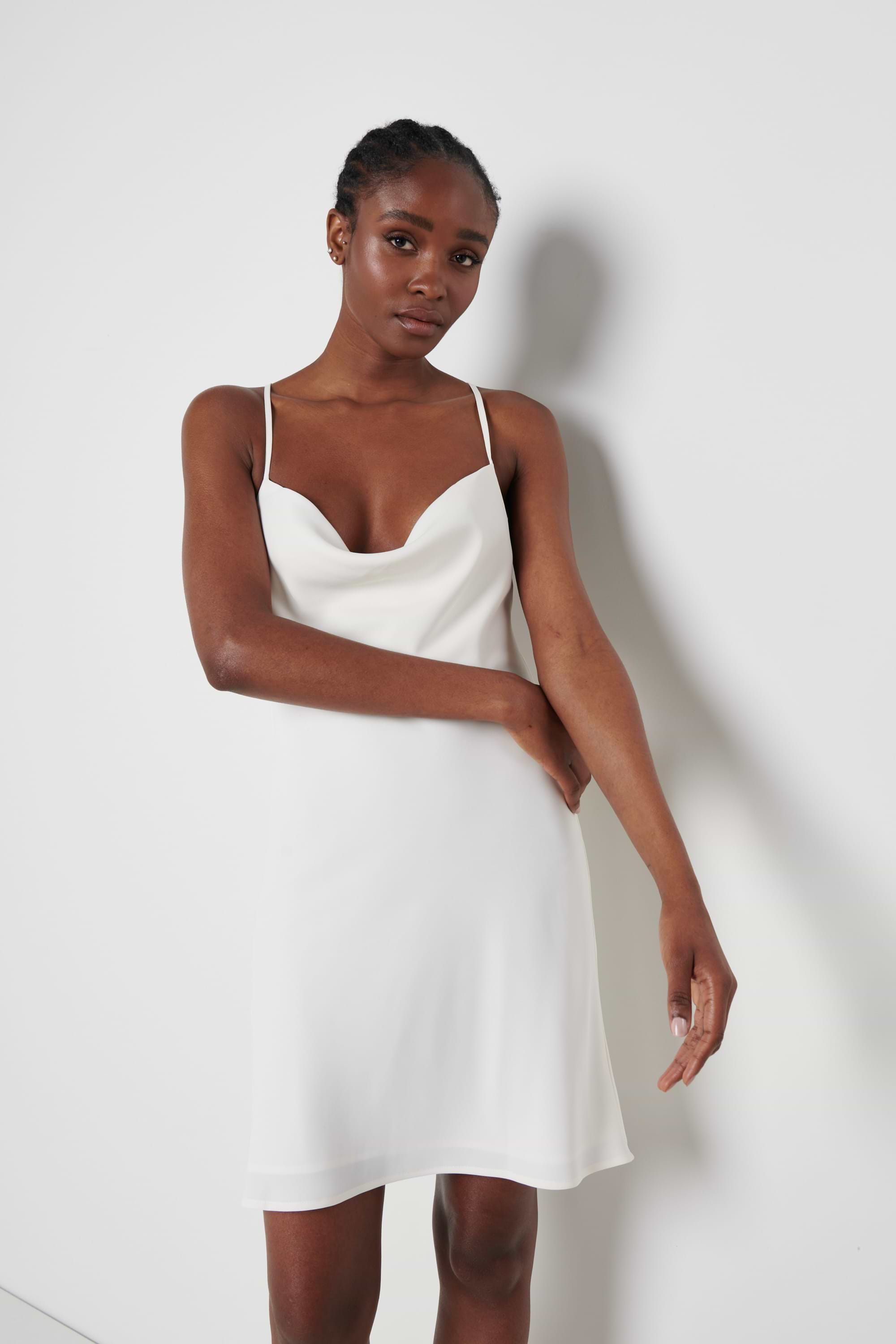 Keisha Backless Cowl Neck Dress - White – Pretty Lavish
