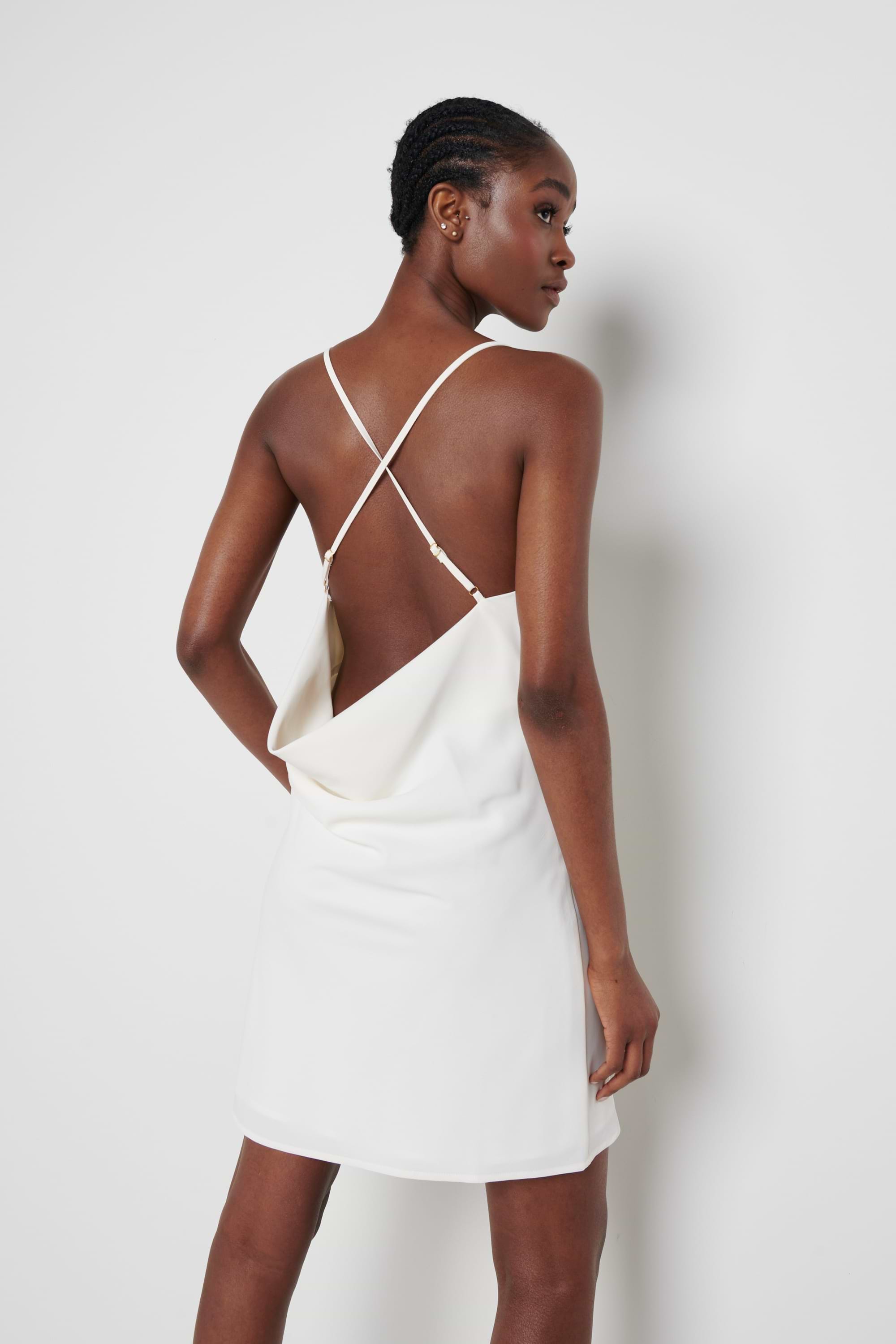 Keisha Backless Cowl Neck Dress - White
