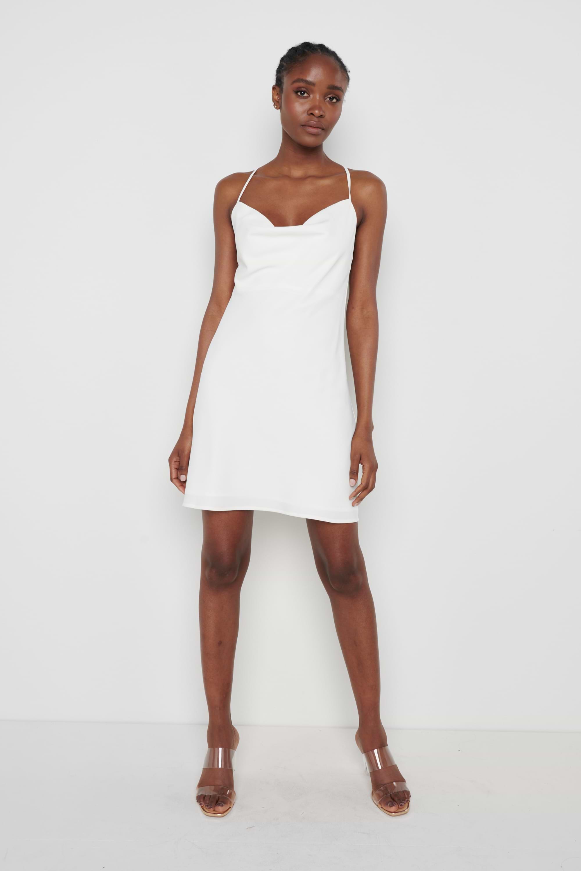 Keisha Backless Cowl Neck Dress - White