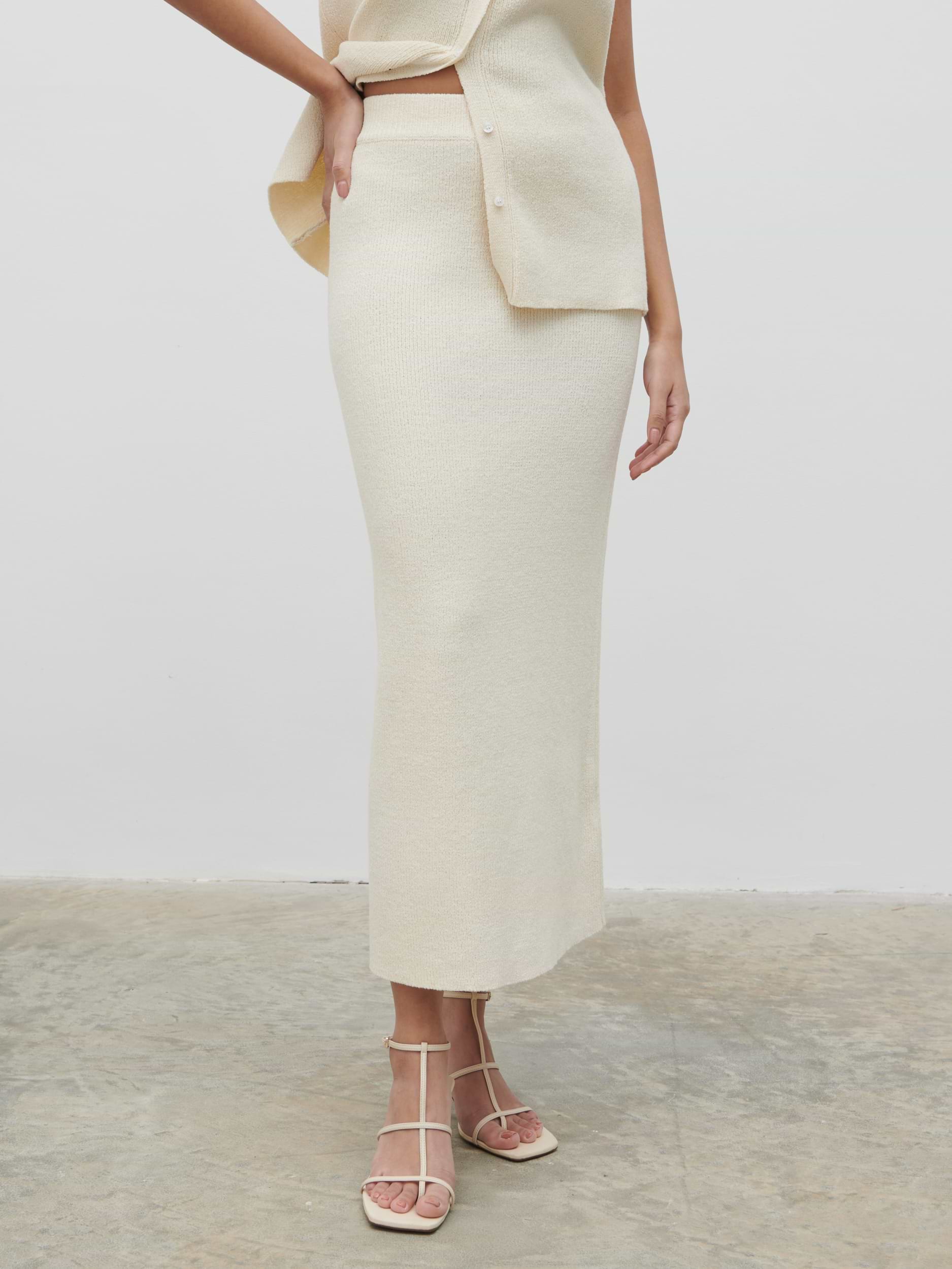 Kourtney Knit Midaxi Skirt - Cream