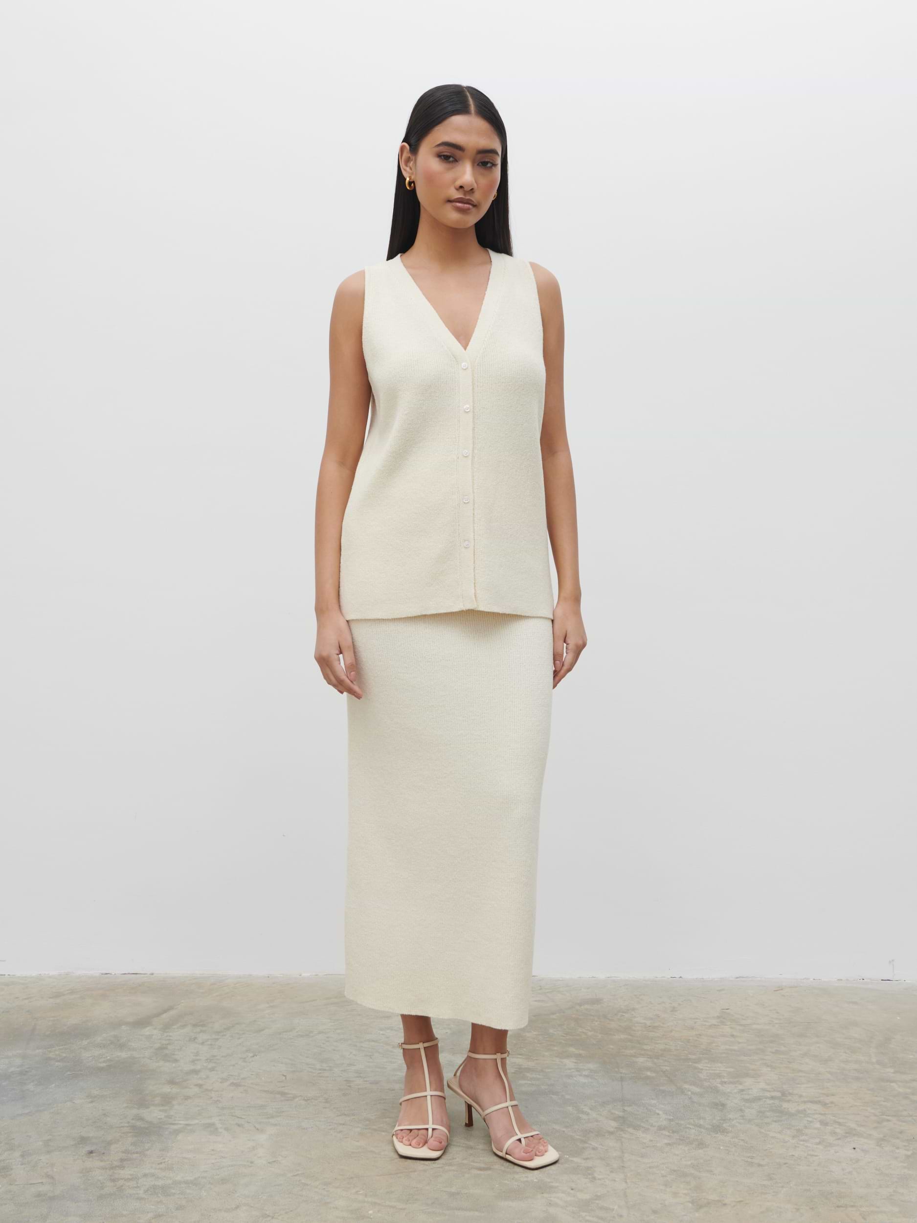 Kourtney Knit Waistcoat - Cream