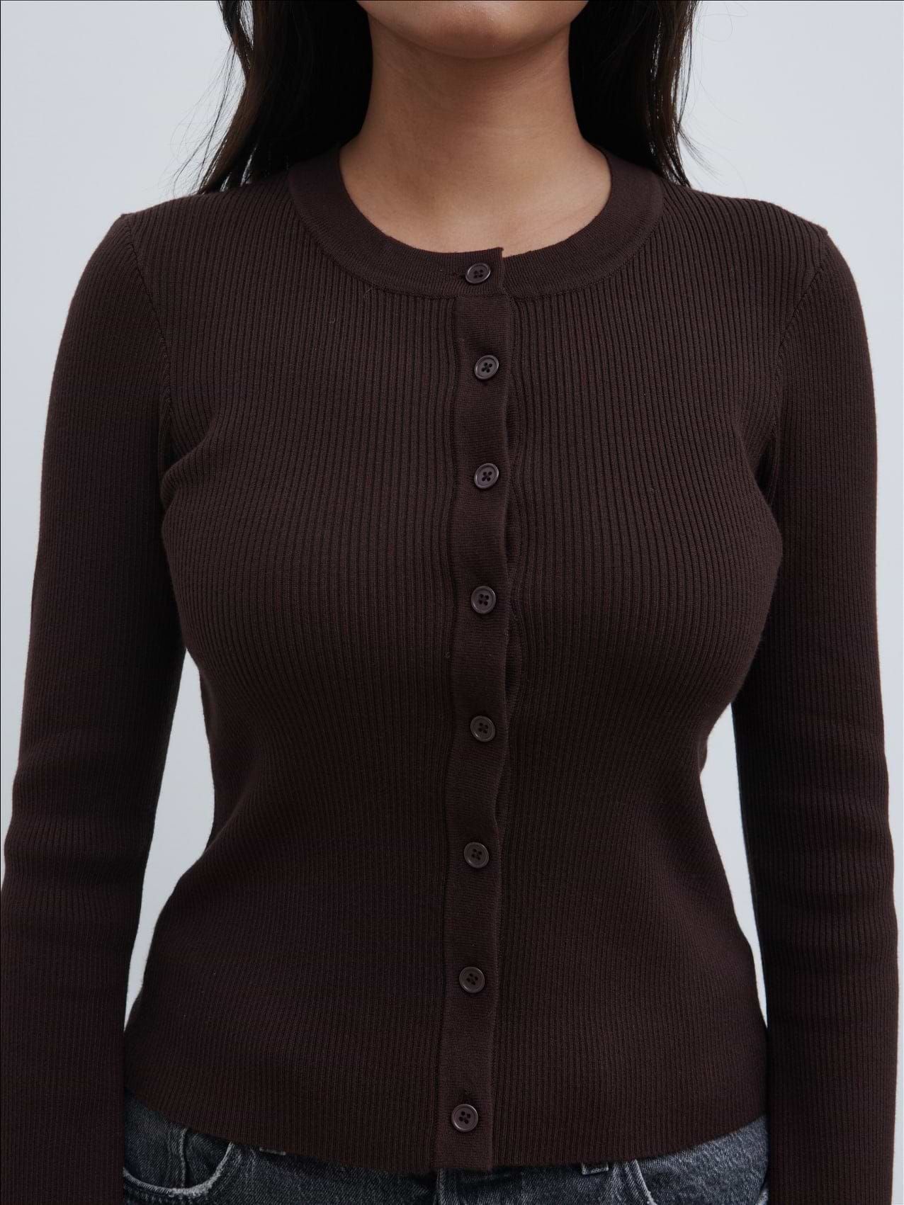 Lacey Button Down Top - Brown