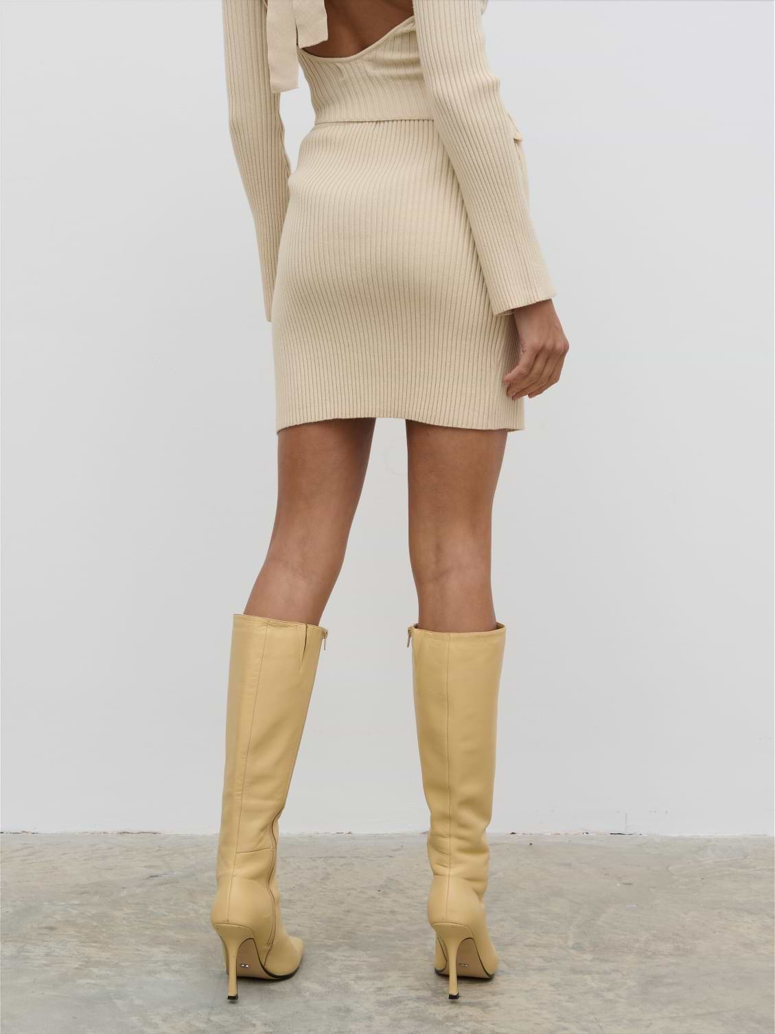 Lakelyn Wrap Mini Knit Skirt - Beige
