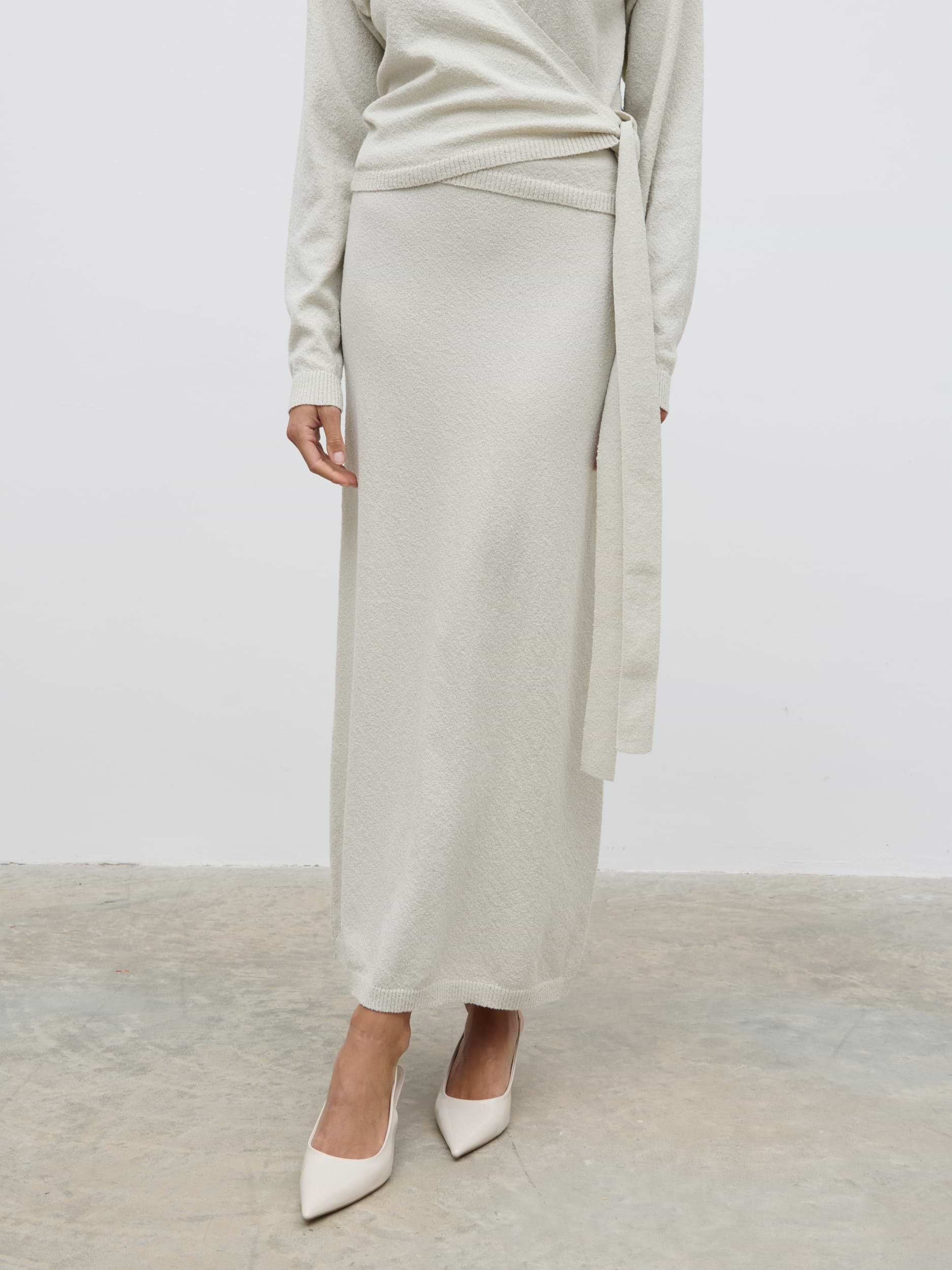 Laney Boucle Knit Midaxi Skirt - Pale Stone