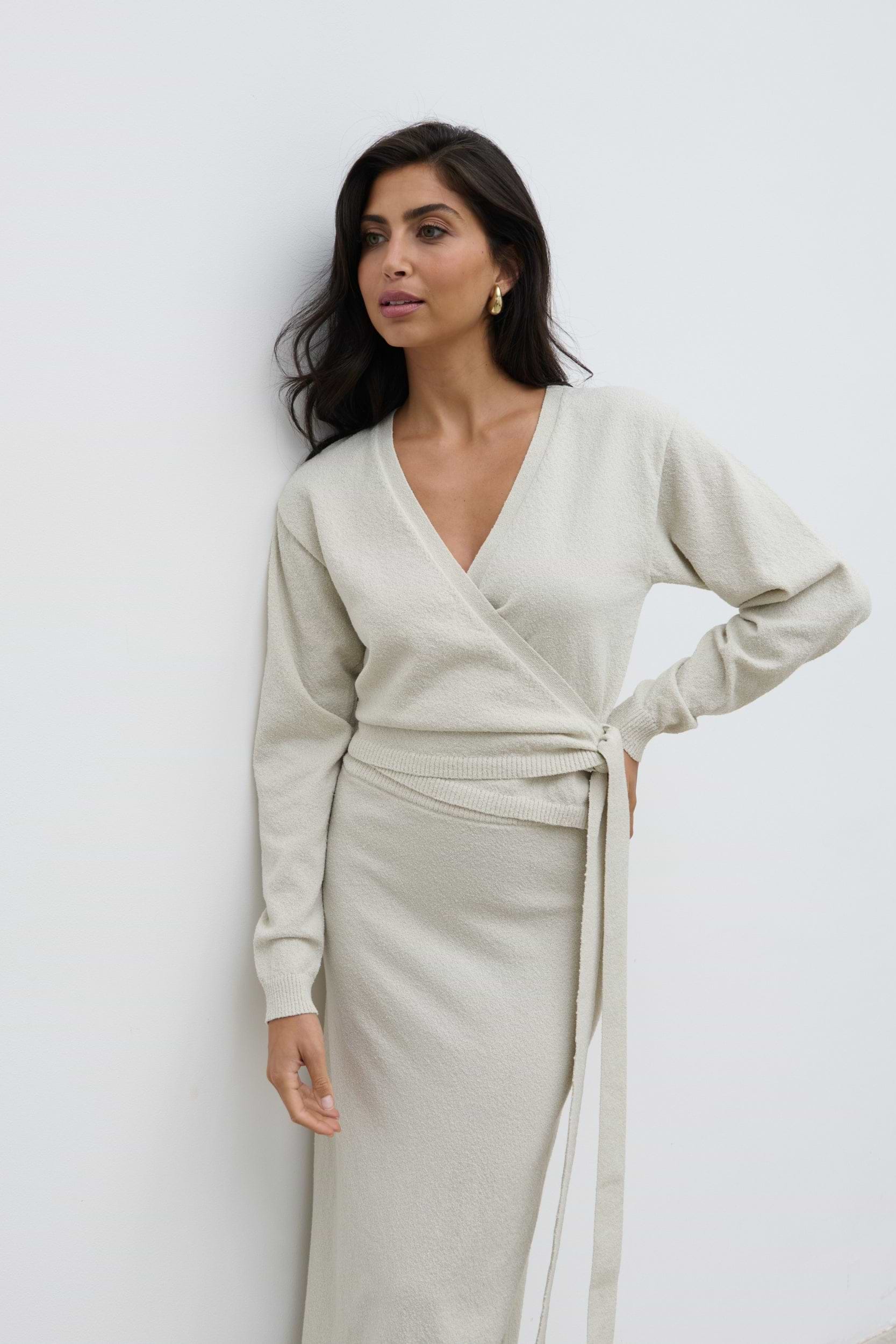 Laney Boucle Knit Midaxi Skirt - Pale Stone
