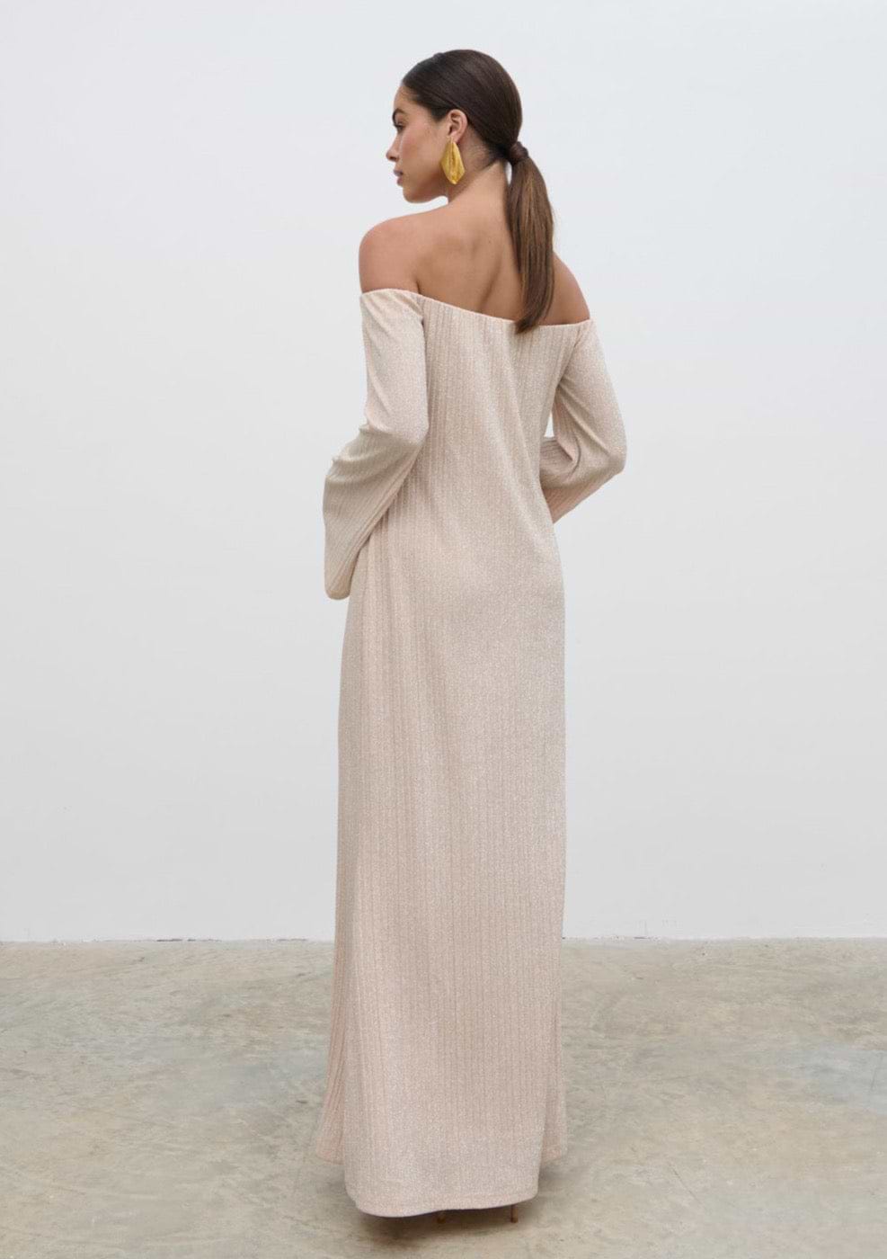 Layla Metallic Plisse Maxi Dress - Gold