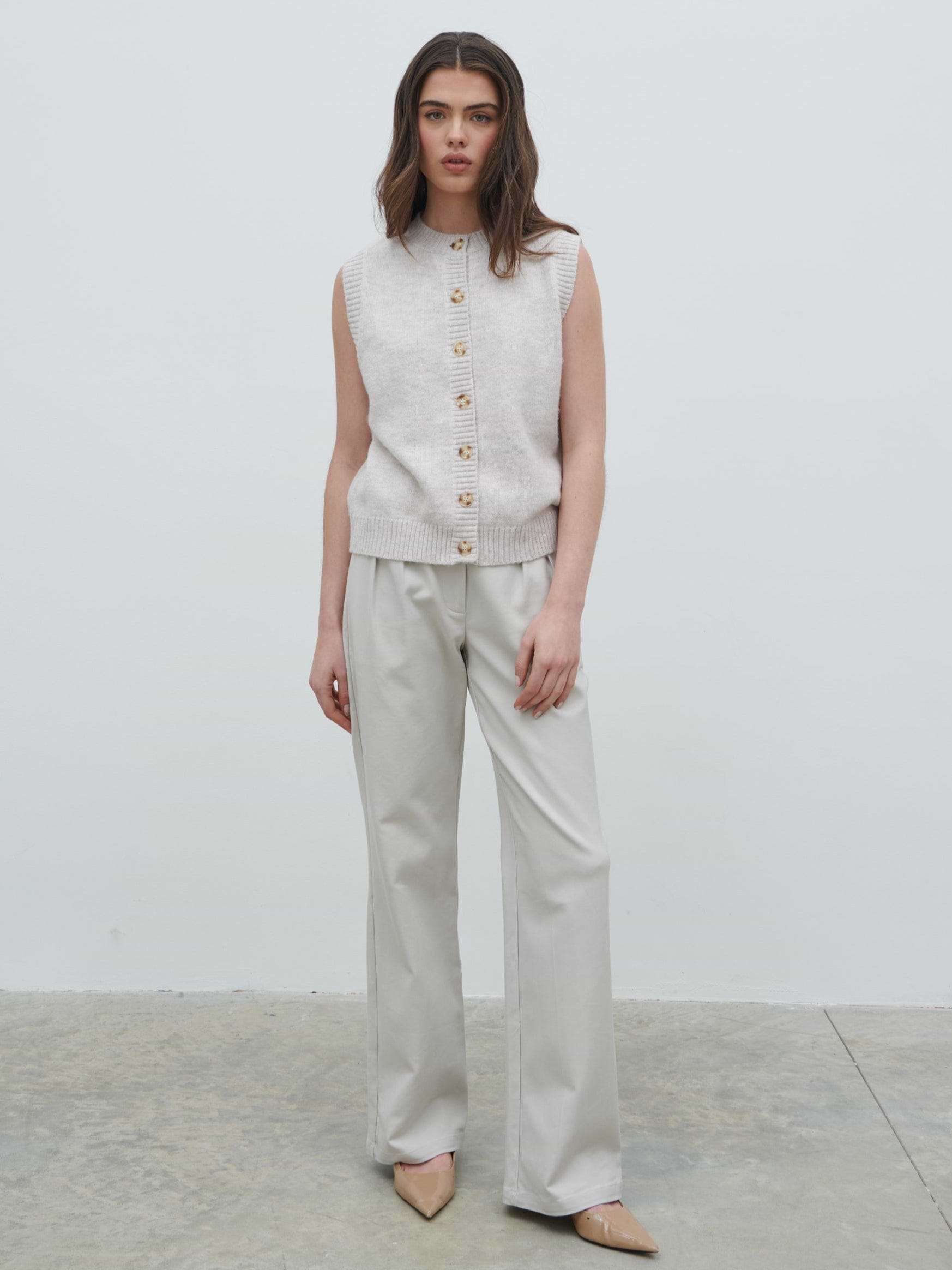 Leonora Fluffy Knit Waistcoat - Chalk