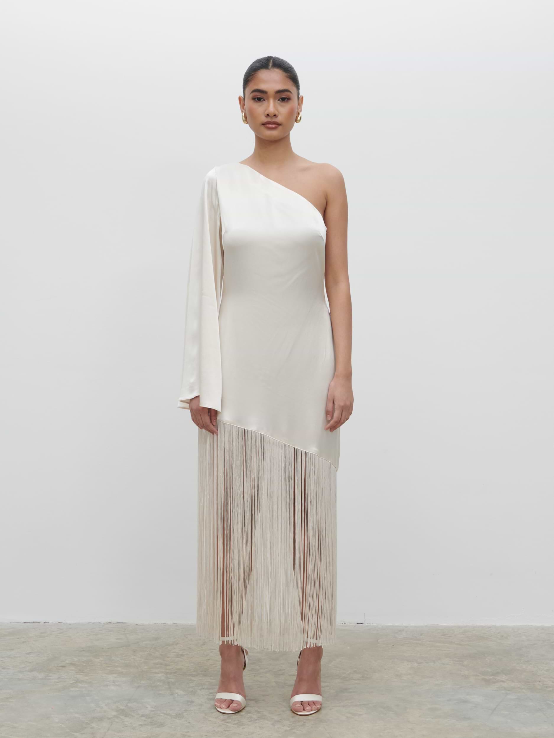 Lerins Fringed Midaxi Dress - Ivory