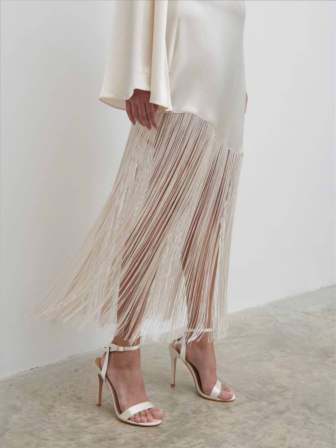 Lerins Fringed Midaxi Dress - Ivory