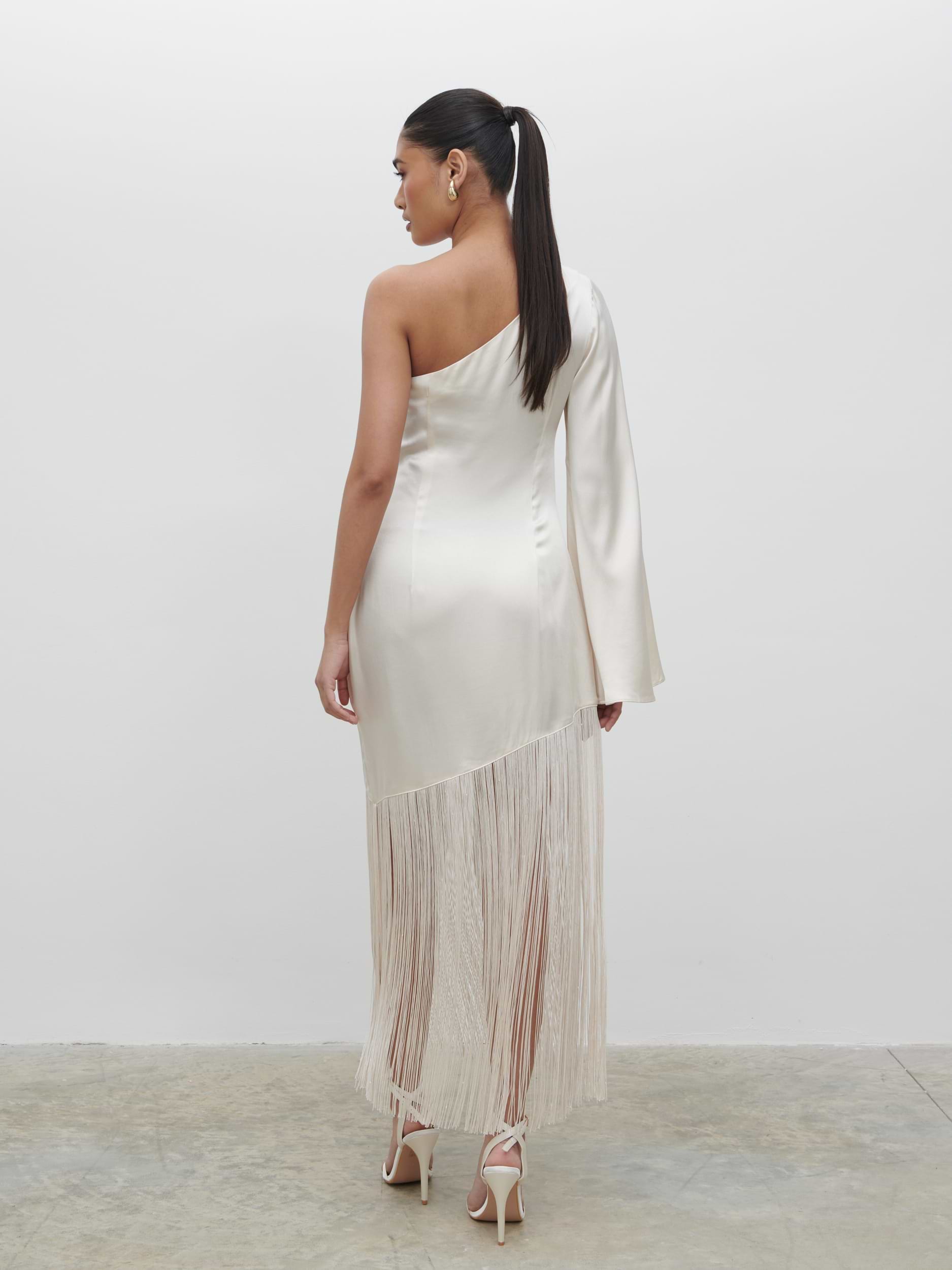 Lerins Fringed Midaxi Dress - Ivory
